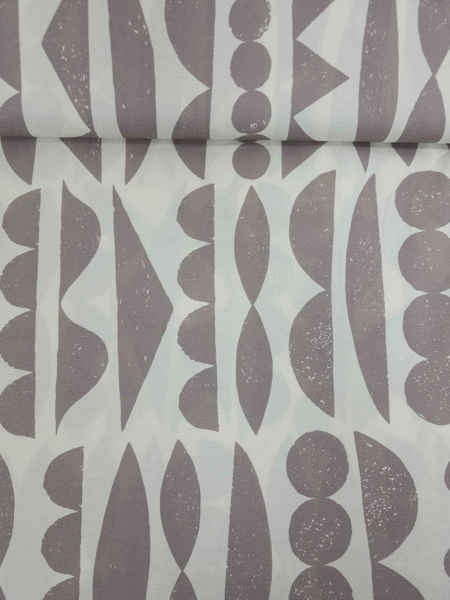 Taupe/Ivory Abstract Shape Sorter 100% Cotton 108" *EXTRA WIDE*