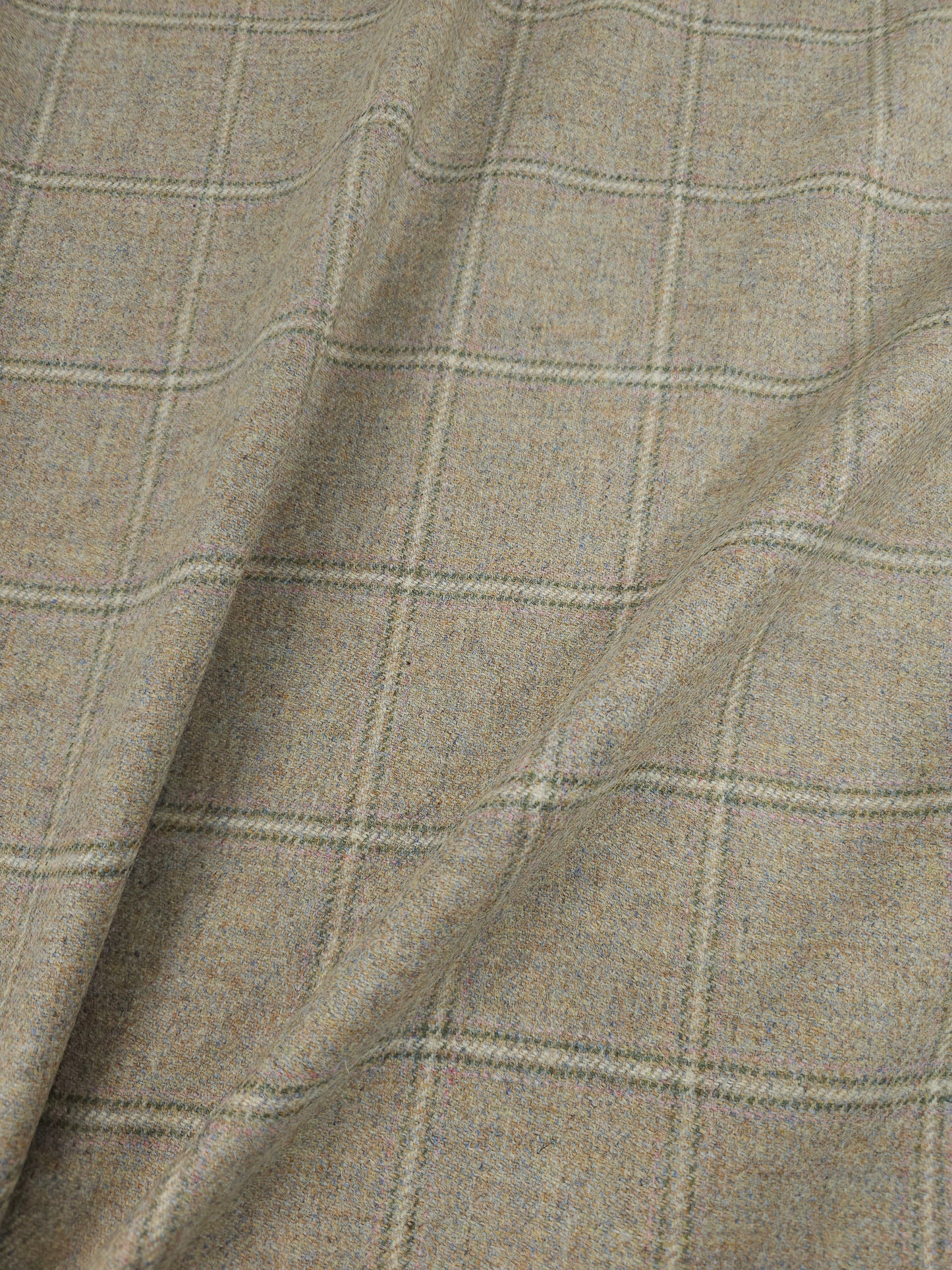 Beige/Multicolour Speckle Square Check Soft 100% Wool *ABRAHAM MOON*