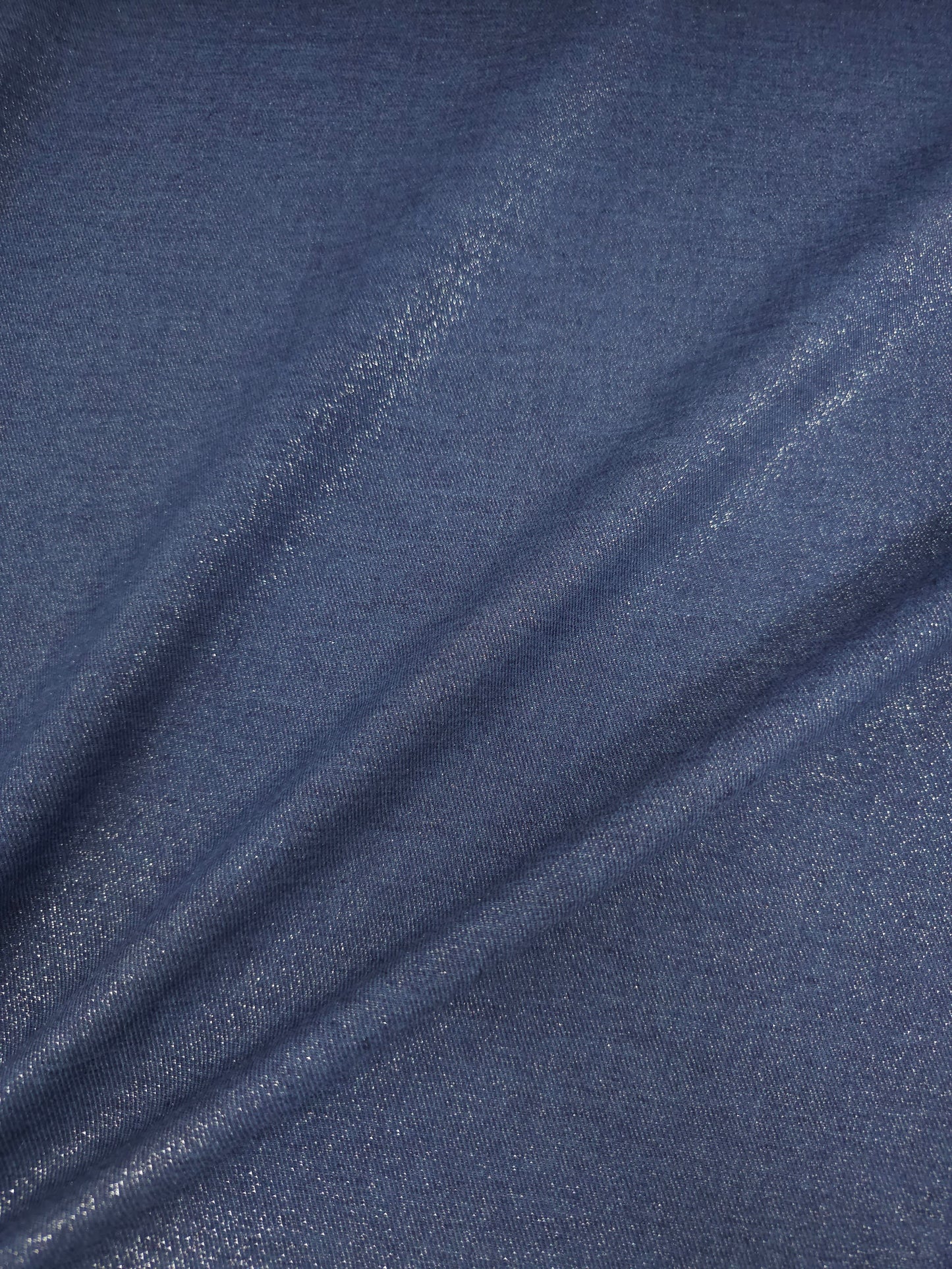 Midnight Blue Shimmer Cotton Linen Denim