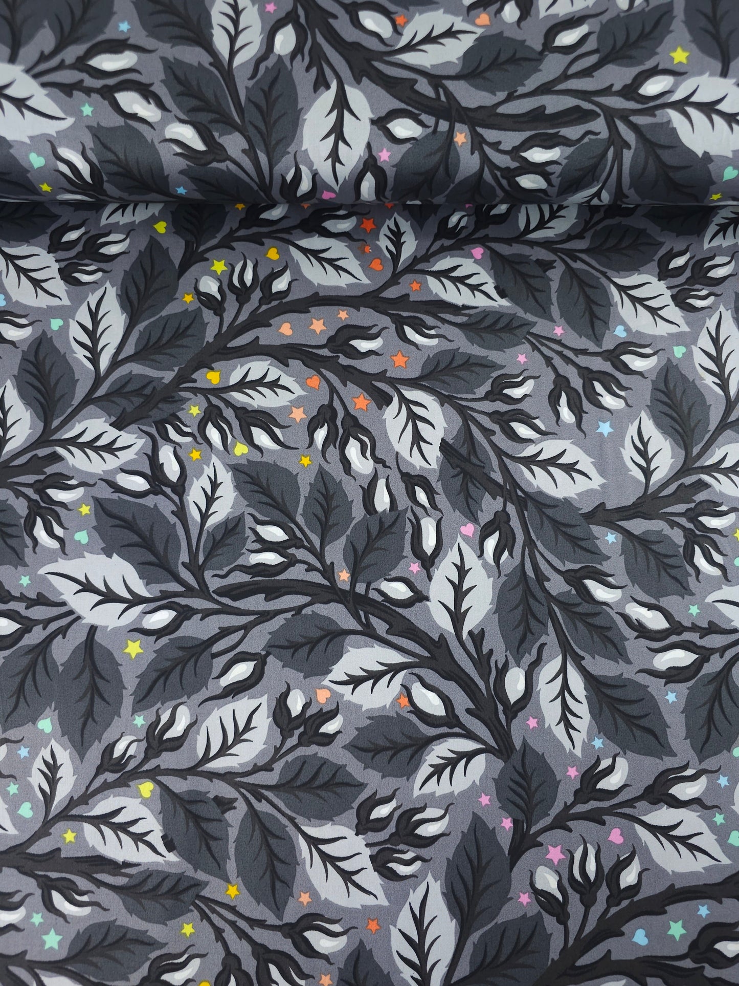 *PRE ORDER* Carbon Grey Nip In The Bud Graywork Cotton Sateen 106" - Tula Pink *EXTRA WIDE*