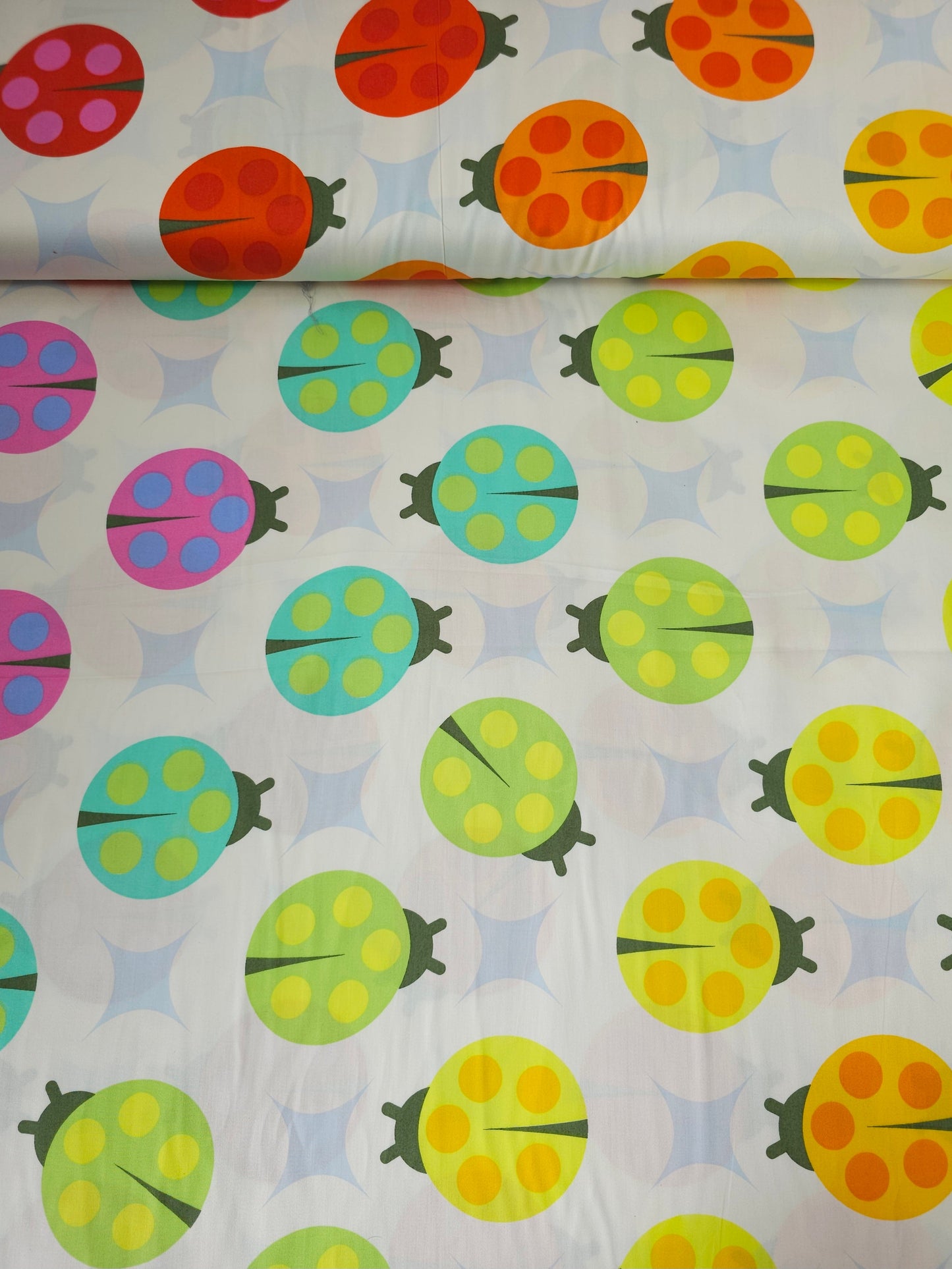 White Tiny Beasts Ladybug Cotton Sateen - Tula Pink