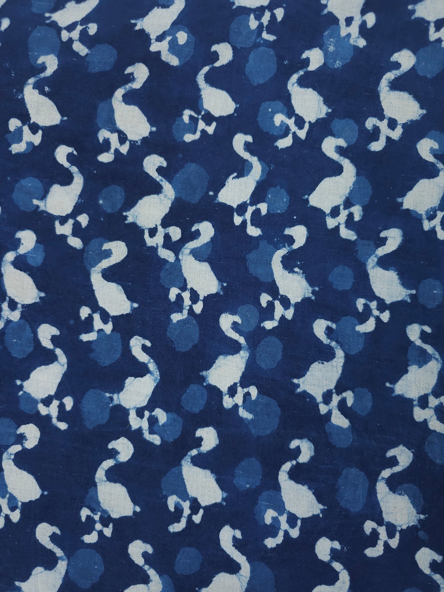 Indigo Navy Flamingo Block Print Cotton