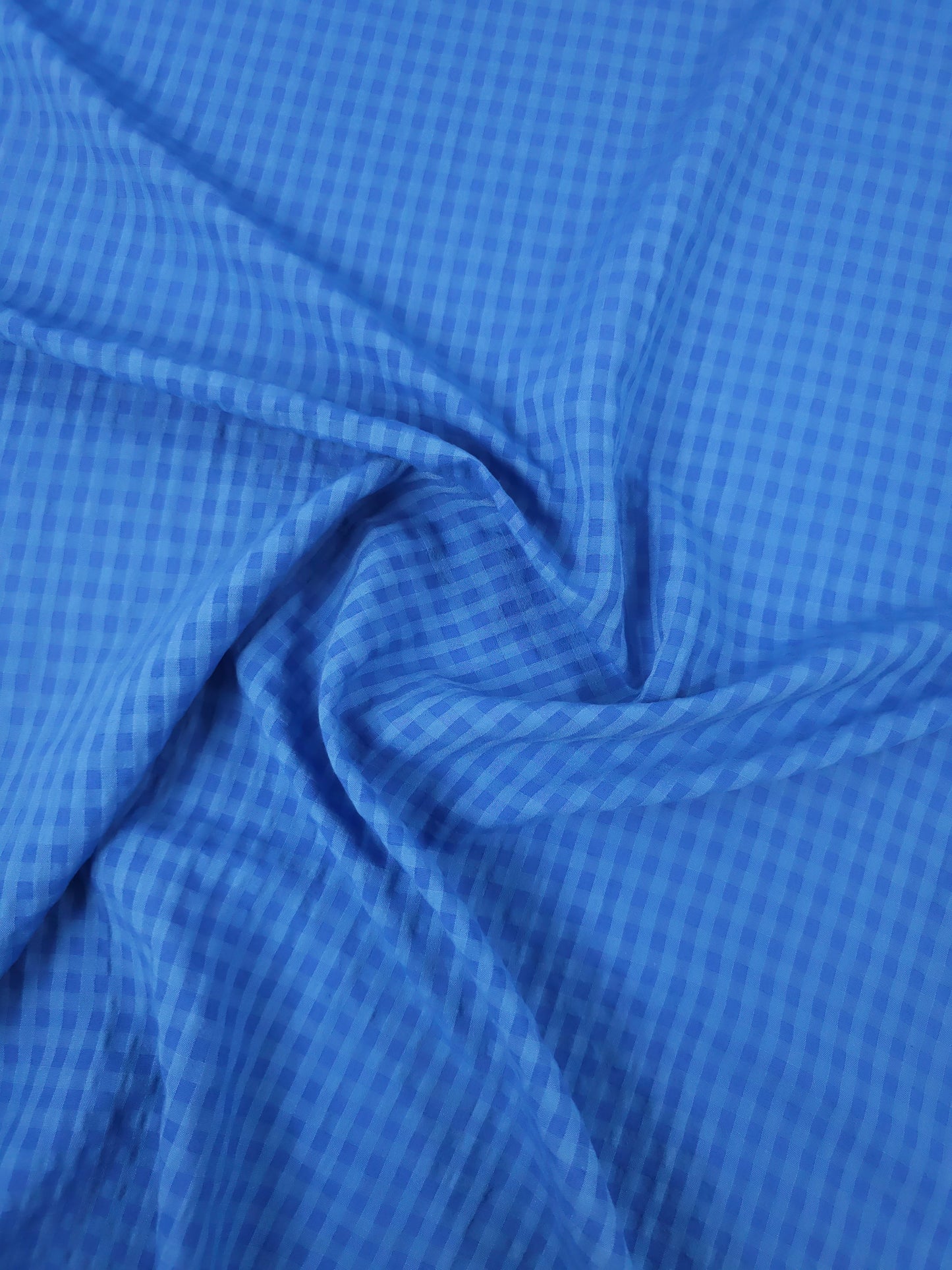 Cobalt Blue Gingham Viscose Cotton