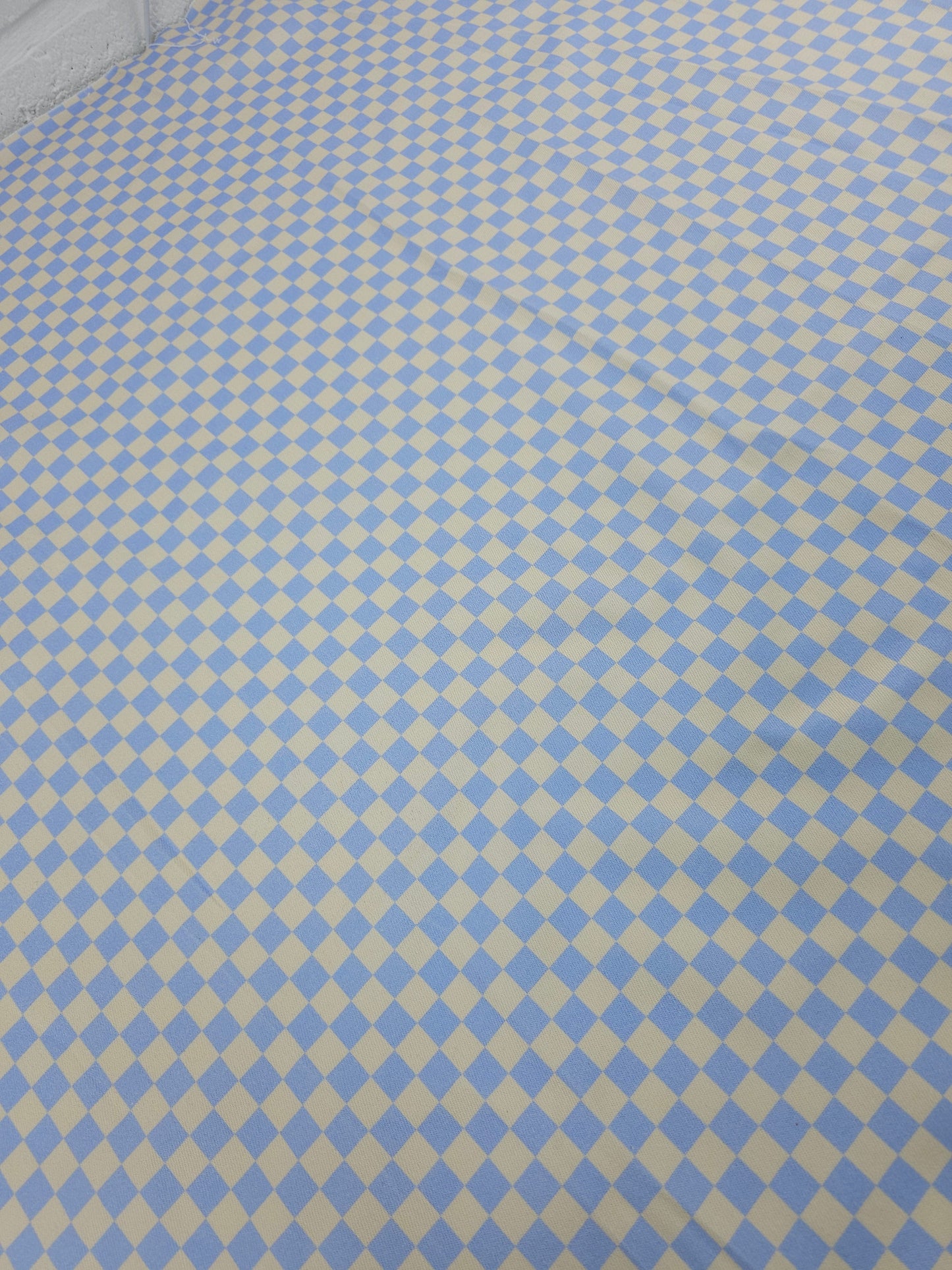 Light Blue/Cream Checkerboard Denim