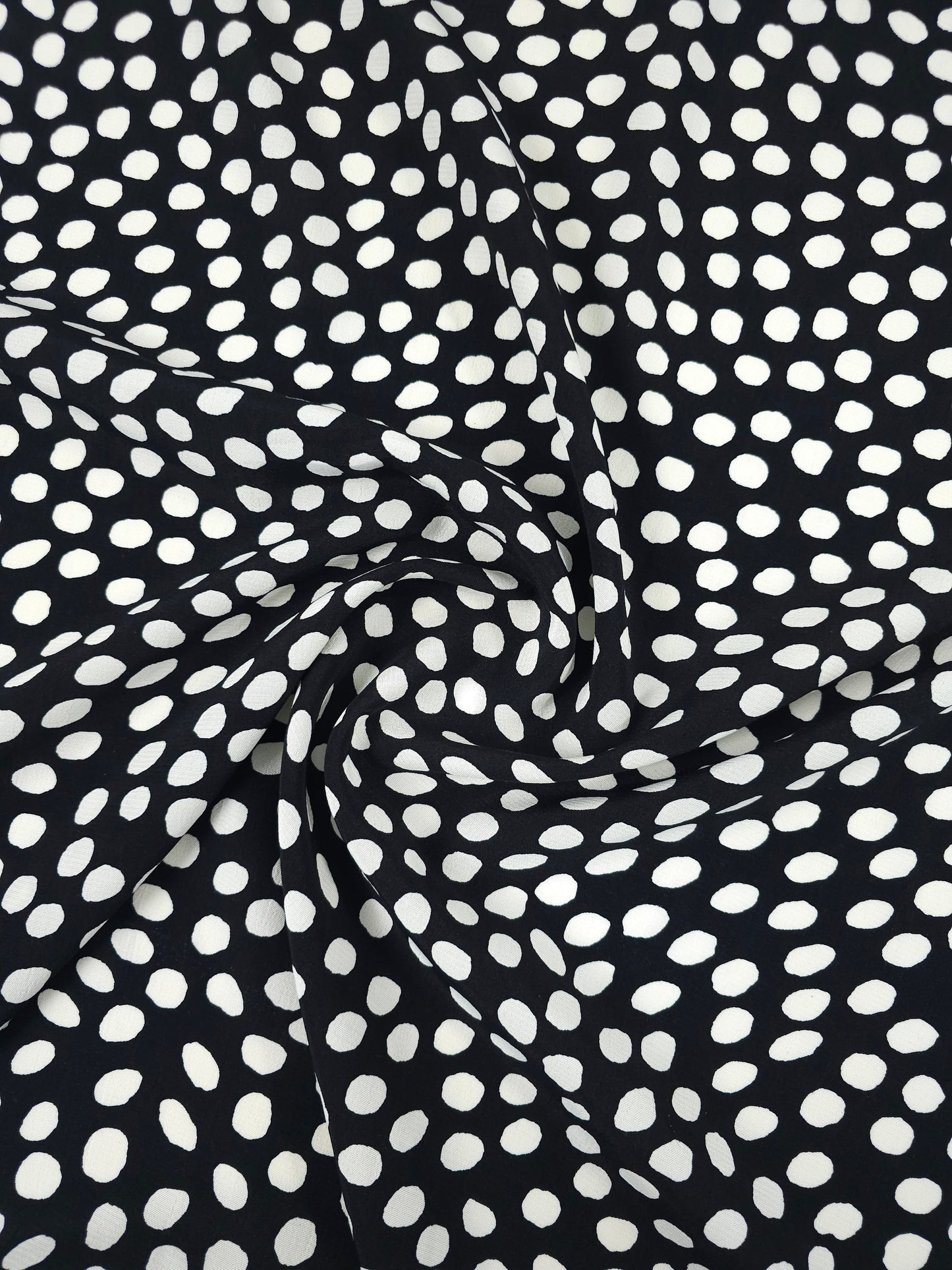 Black/Ivory Irregular Polka Spot Viscose Crepe