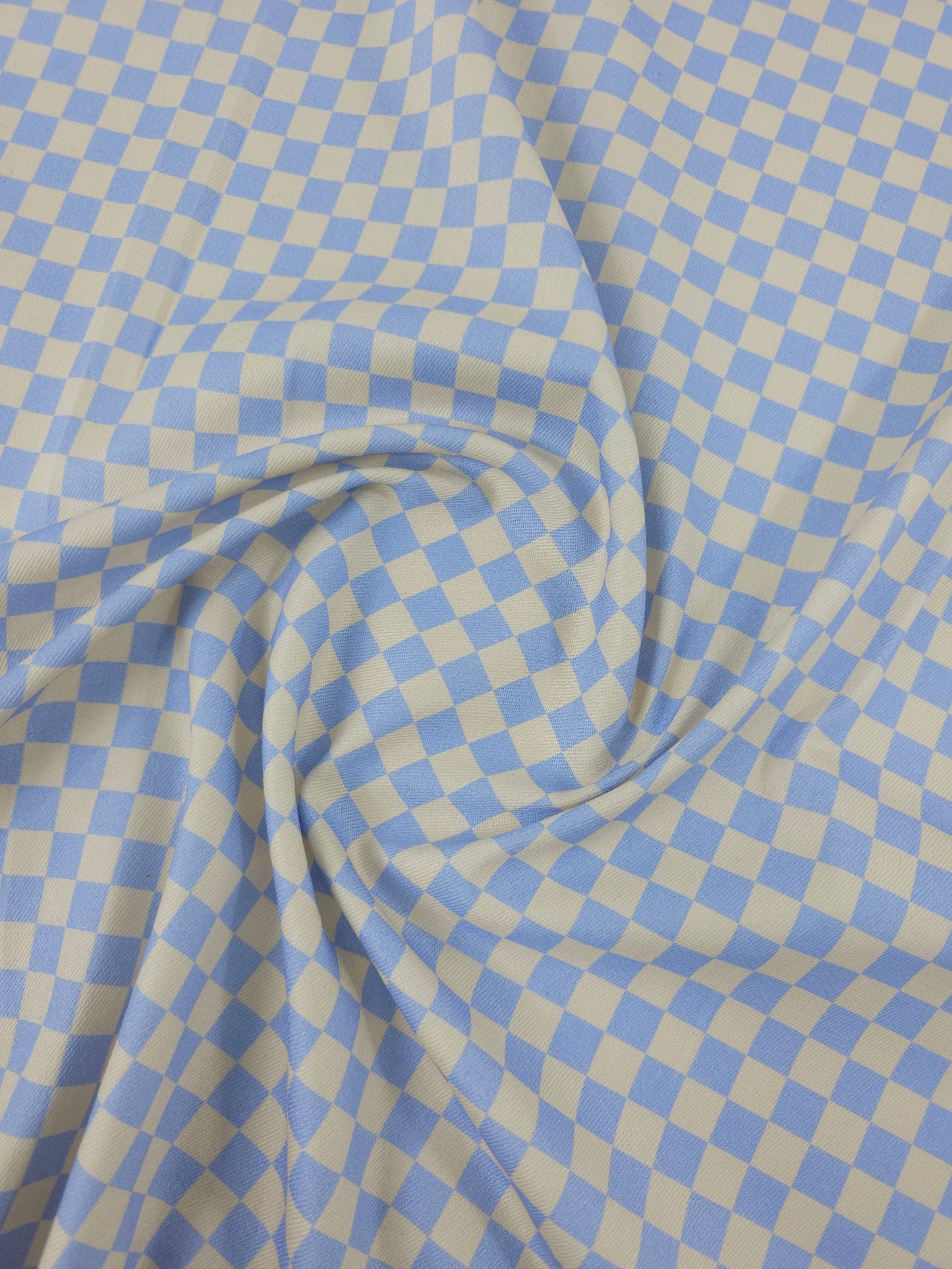 Light Blue/Cream Checkerboard Denim