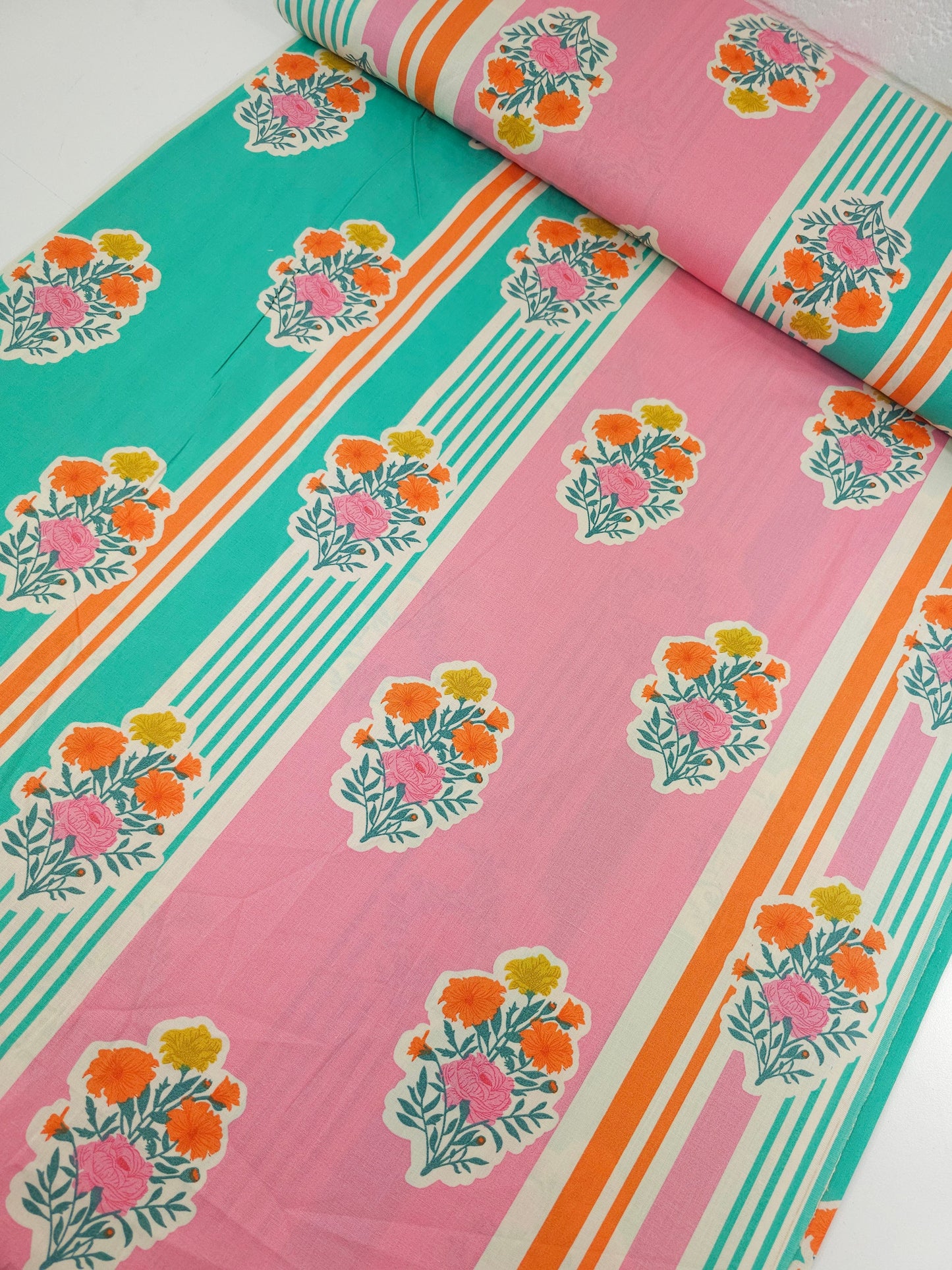 Whimsley Floral Stripe 100% Cotton 98" *EXTRA WIDE*