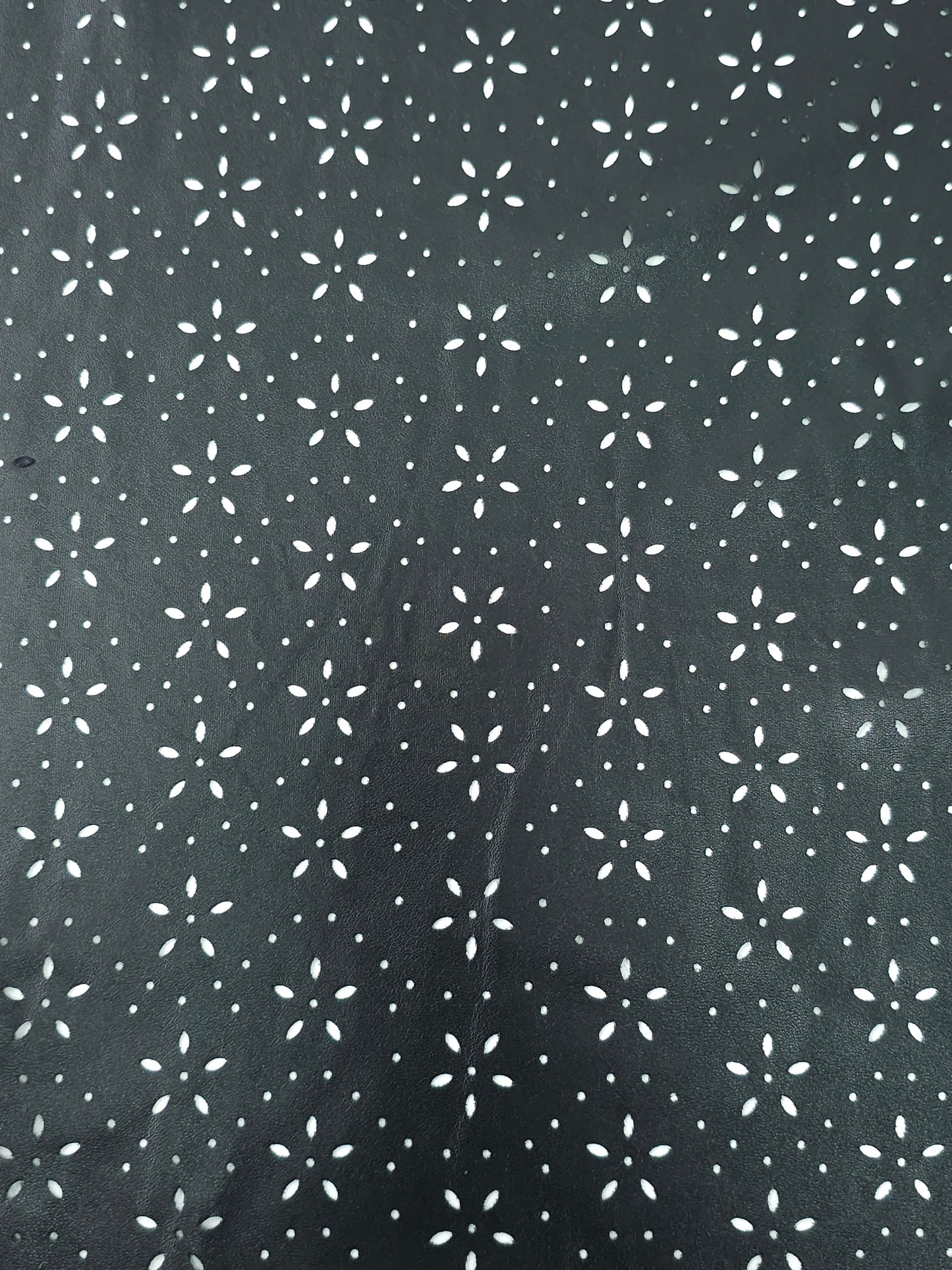 Black Floral Lazer Cut Faux Leather