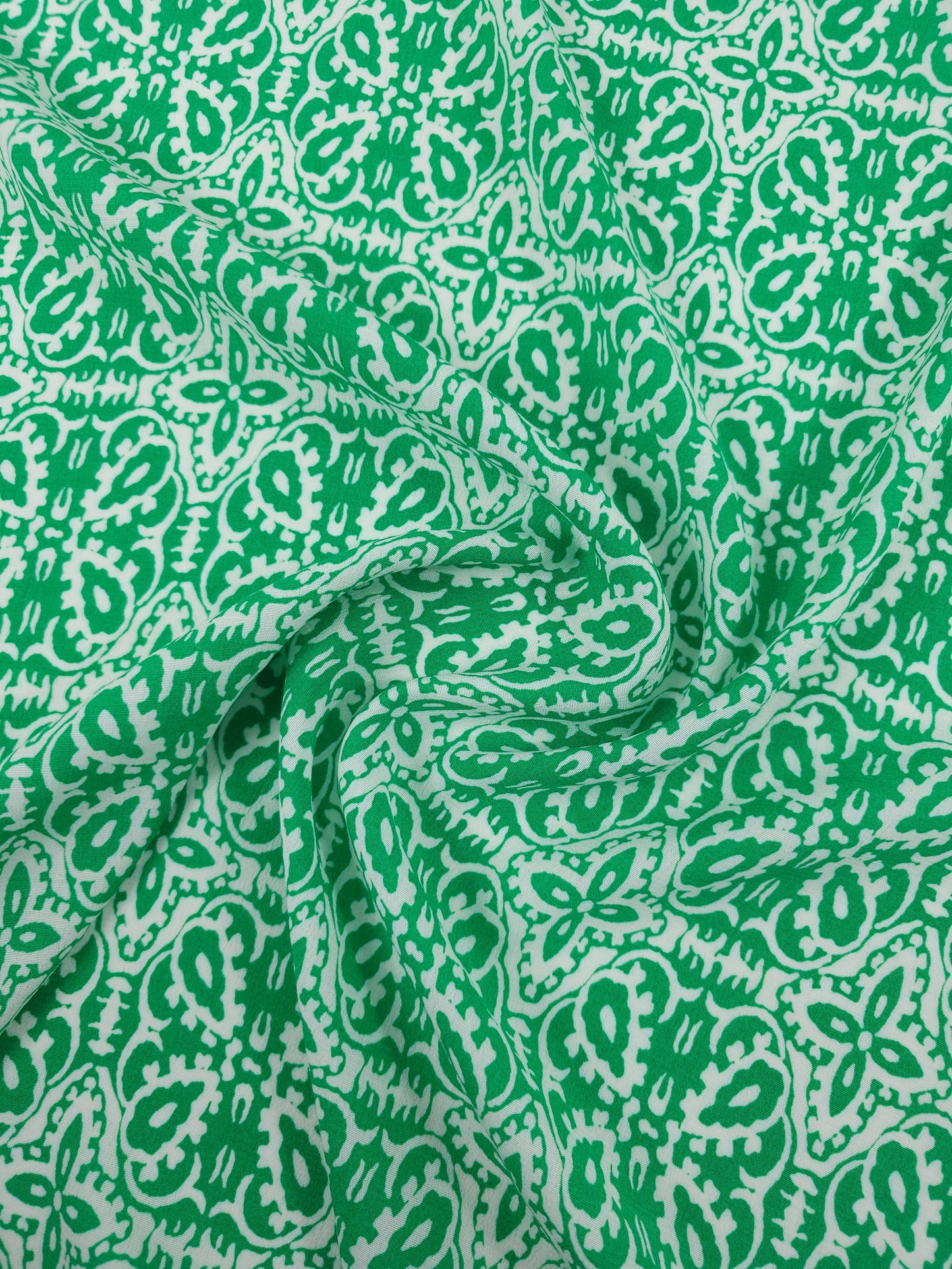 Light Green Damask Viscose Crepe