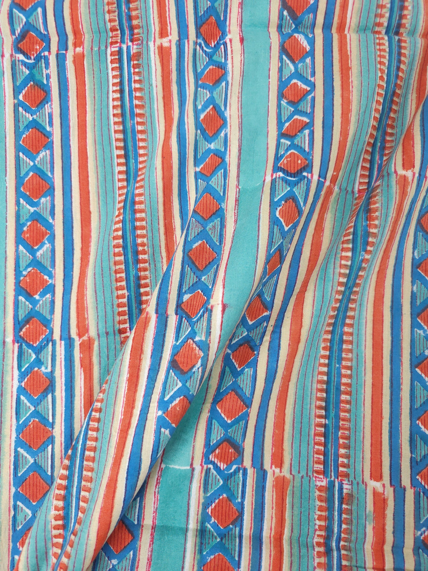 Irregular Abstract Stripe Block Print Cotton