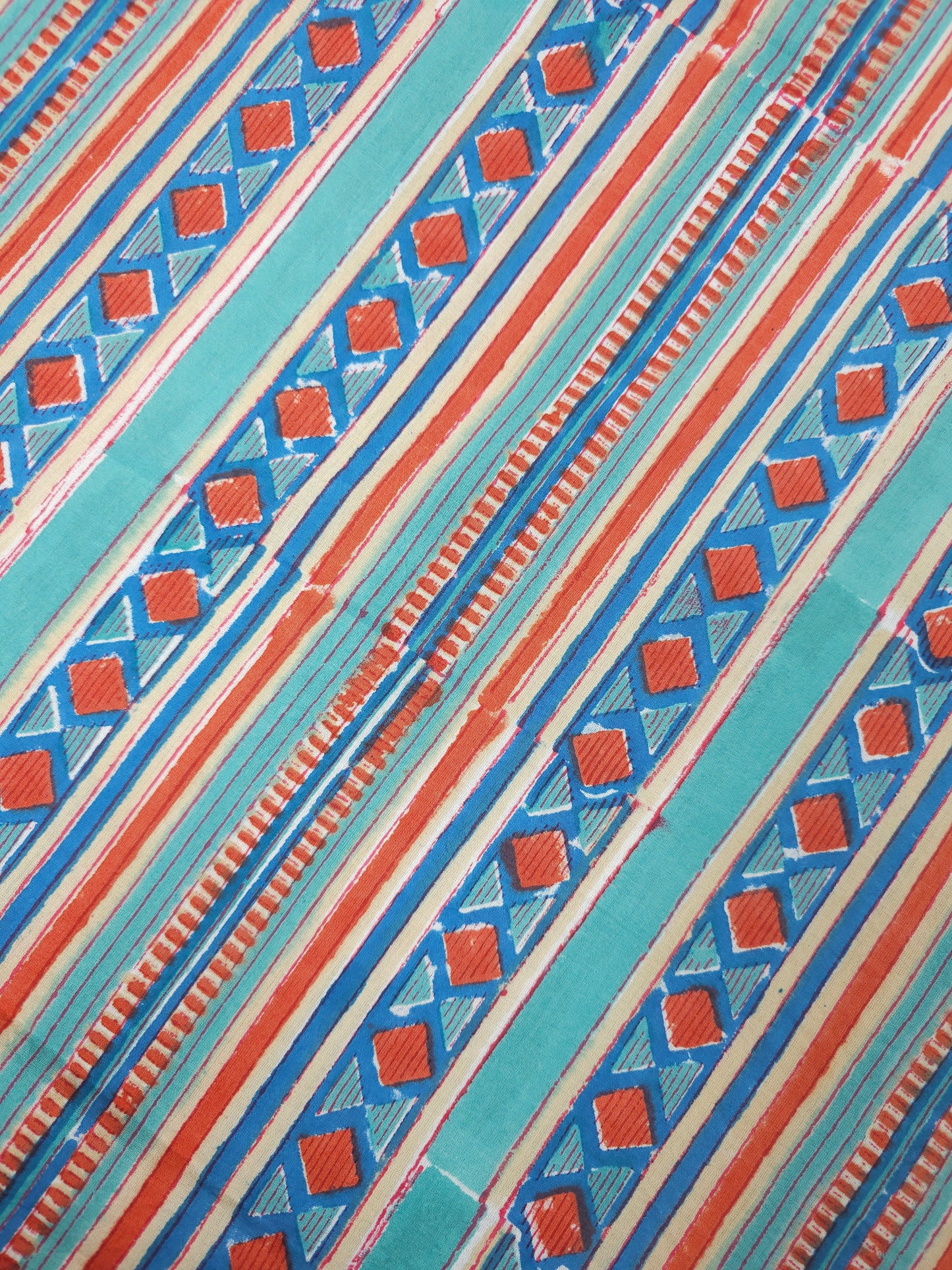 Irregular Abstract Stripe Block Print Cotton