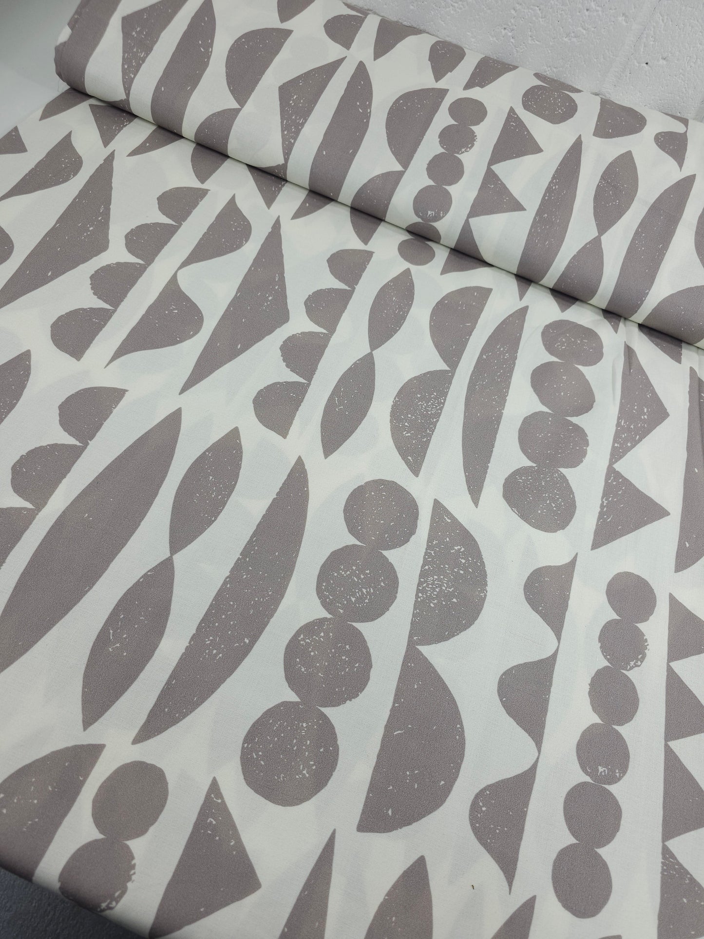 Taupe/Ivory Abstract Shape Sorter 100% Cotton 108" *EXTRA WIDE*