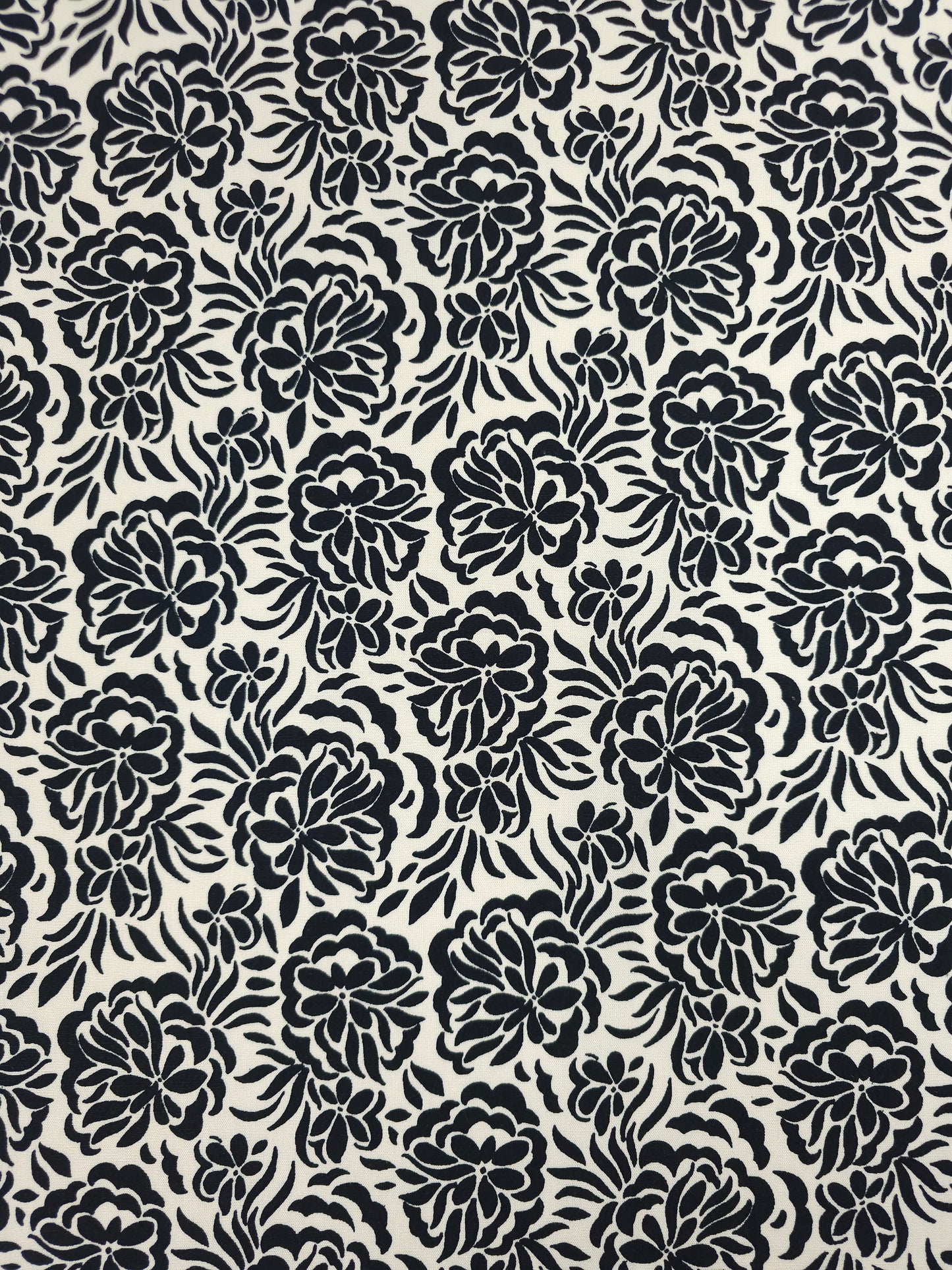 Black/Ivory Floral Dream Interfacing Backed Viscose