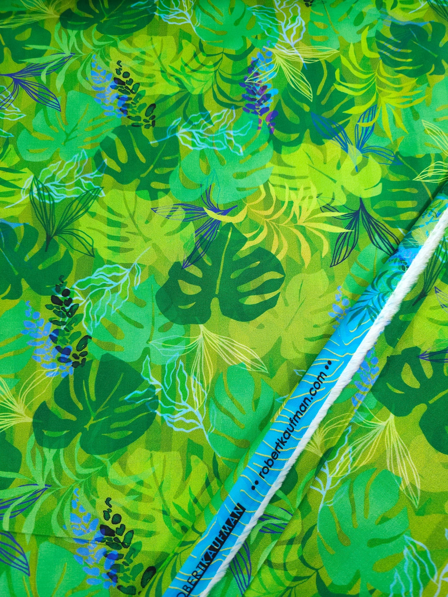 Light Green Jungle Palm Leaf 100% Cotton 108" - Robert Kaufman *EXTRA WIDE*