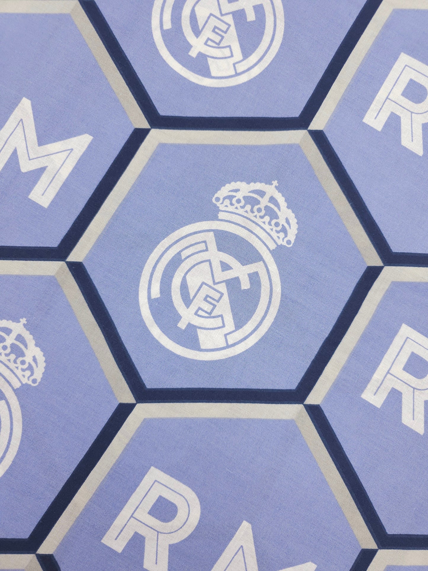 Real Madrid FC Emblem Hexagon 100% Cotton Football Fabric 94" *EXTRA WIDE*