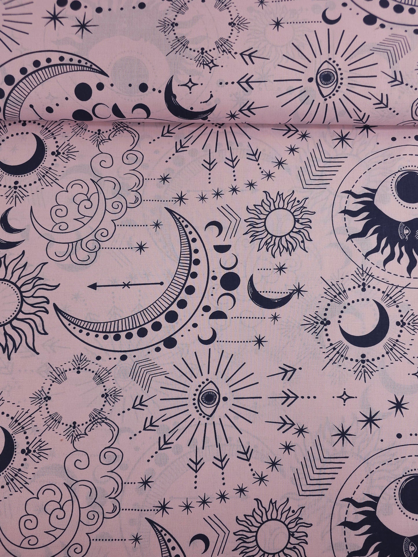 Pink/Navy Boho Celestial 100% Cotton 98" *EXTRA WIDE*