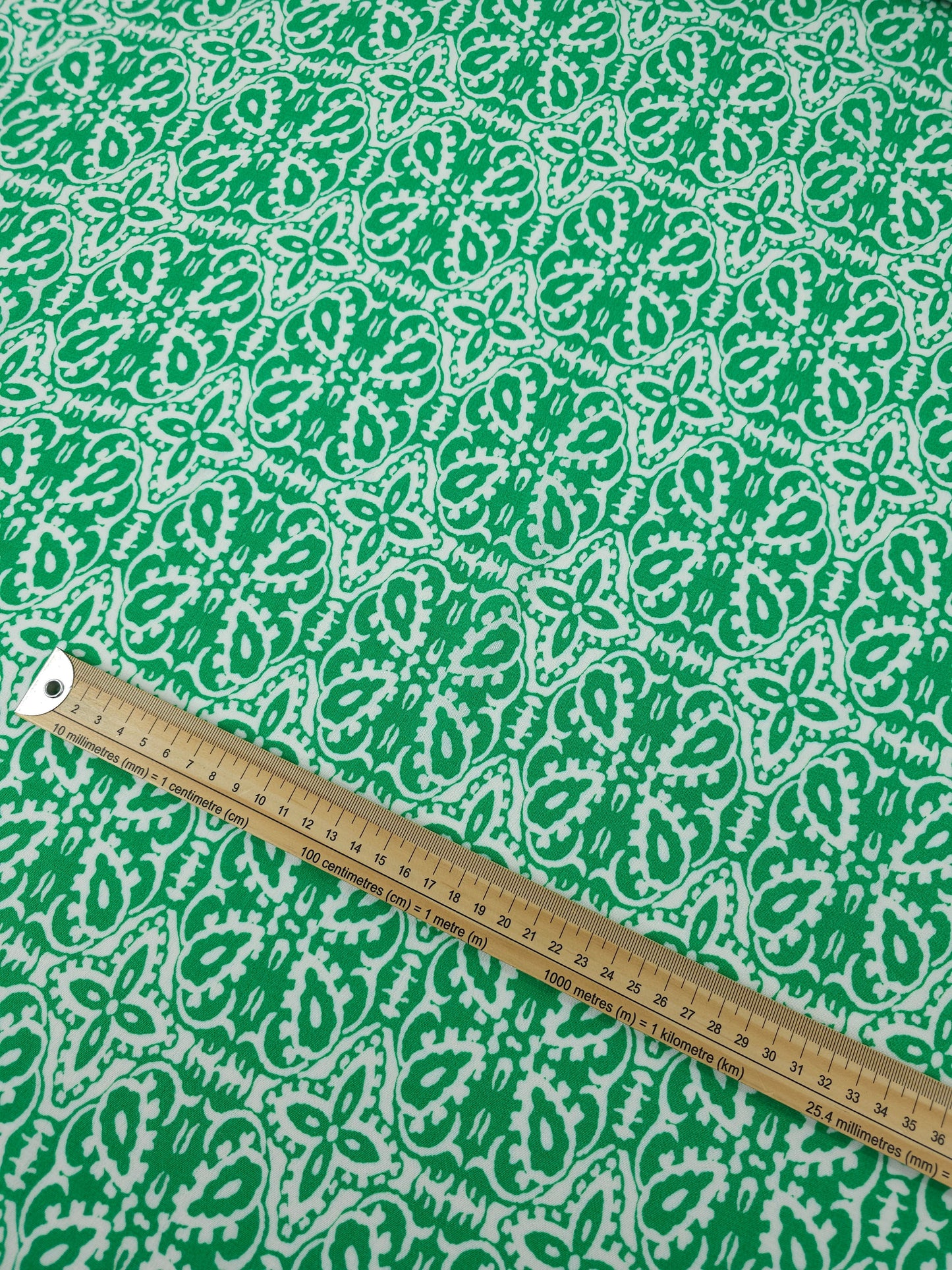 Light Green Damask Viscose Crepe