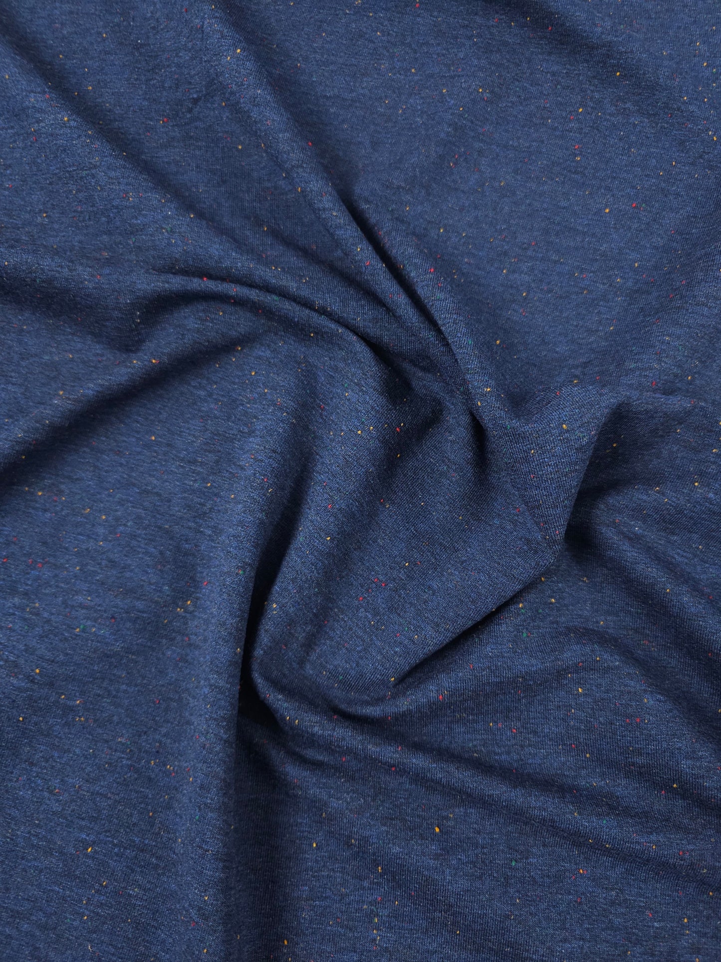 Navy Marl Multicolour Speckle Loopback Jersey Crepe