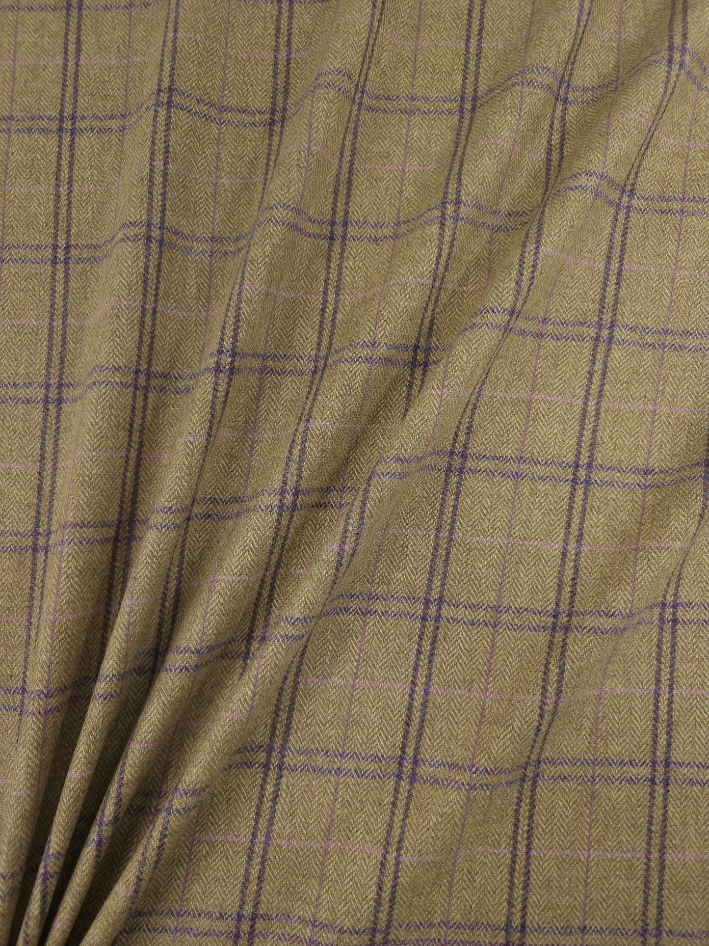 Purple/Sand Tartan Check Soft 100% Wool *ABRAHAM MOON*