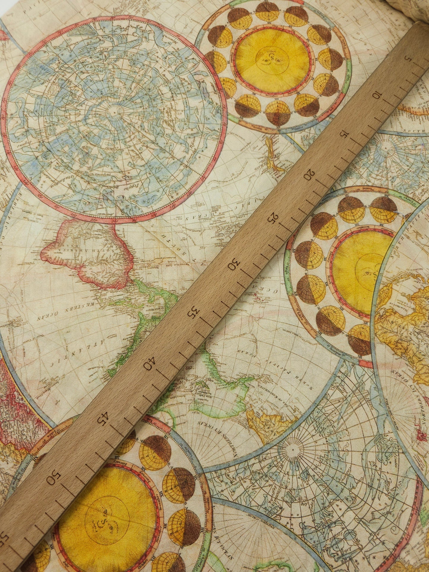 Celestial Sun World Map 100% Cotton 106" - Robert Kaufman *EXTRA WIDE*