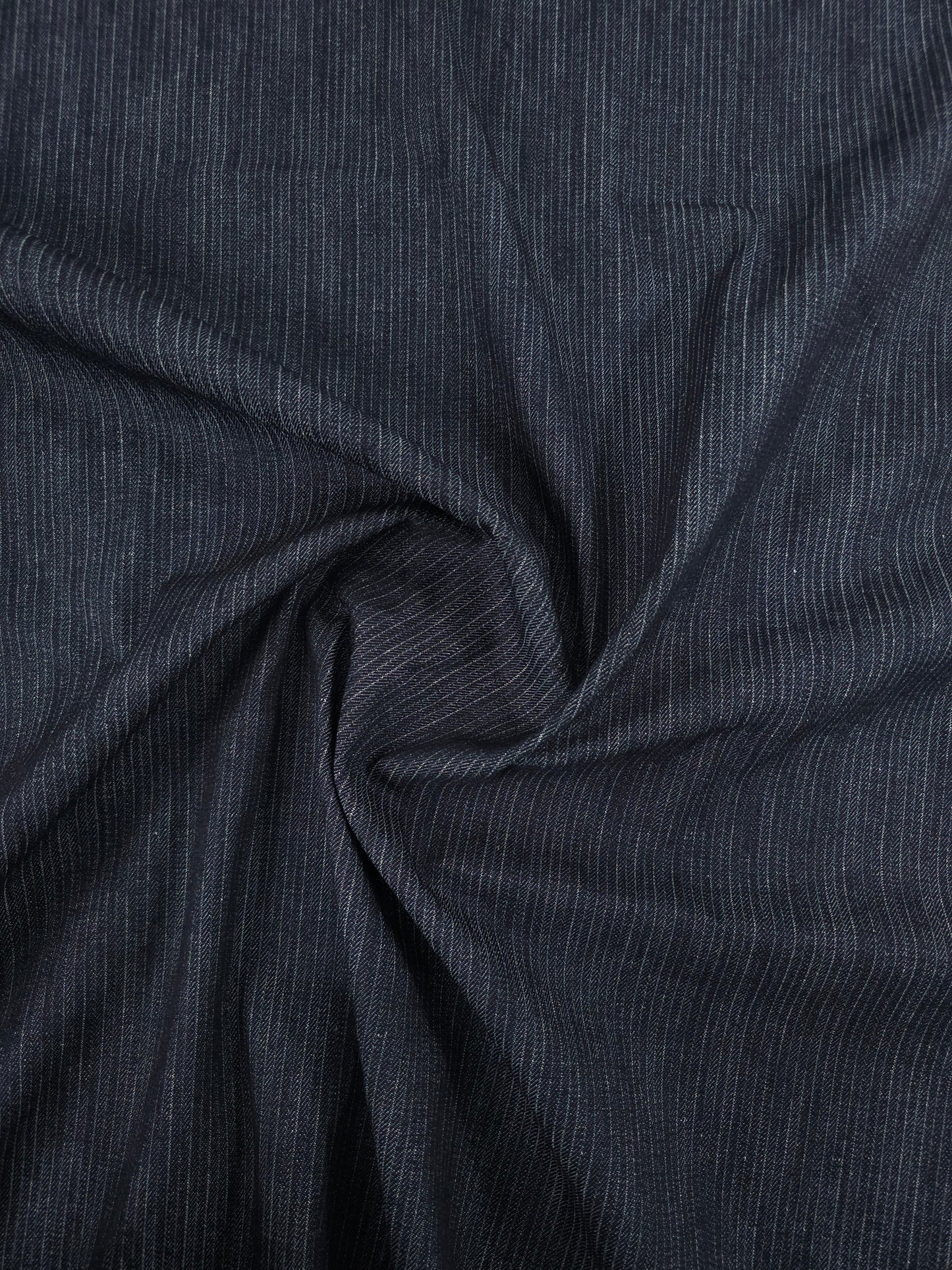 Charcoal Navy Pinstripe Twill Denim