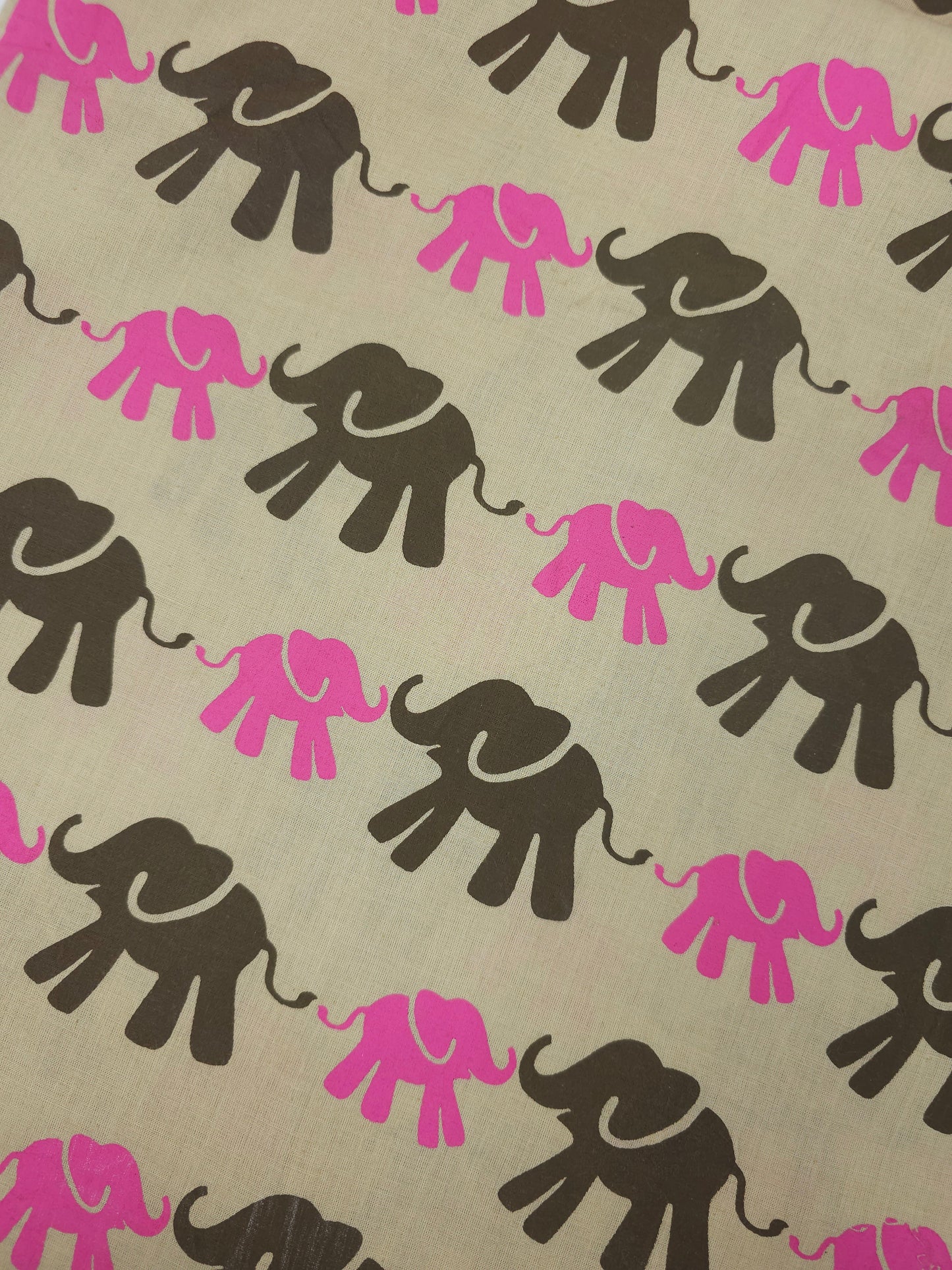 Retro Elephant Block Print Cotton