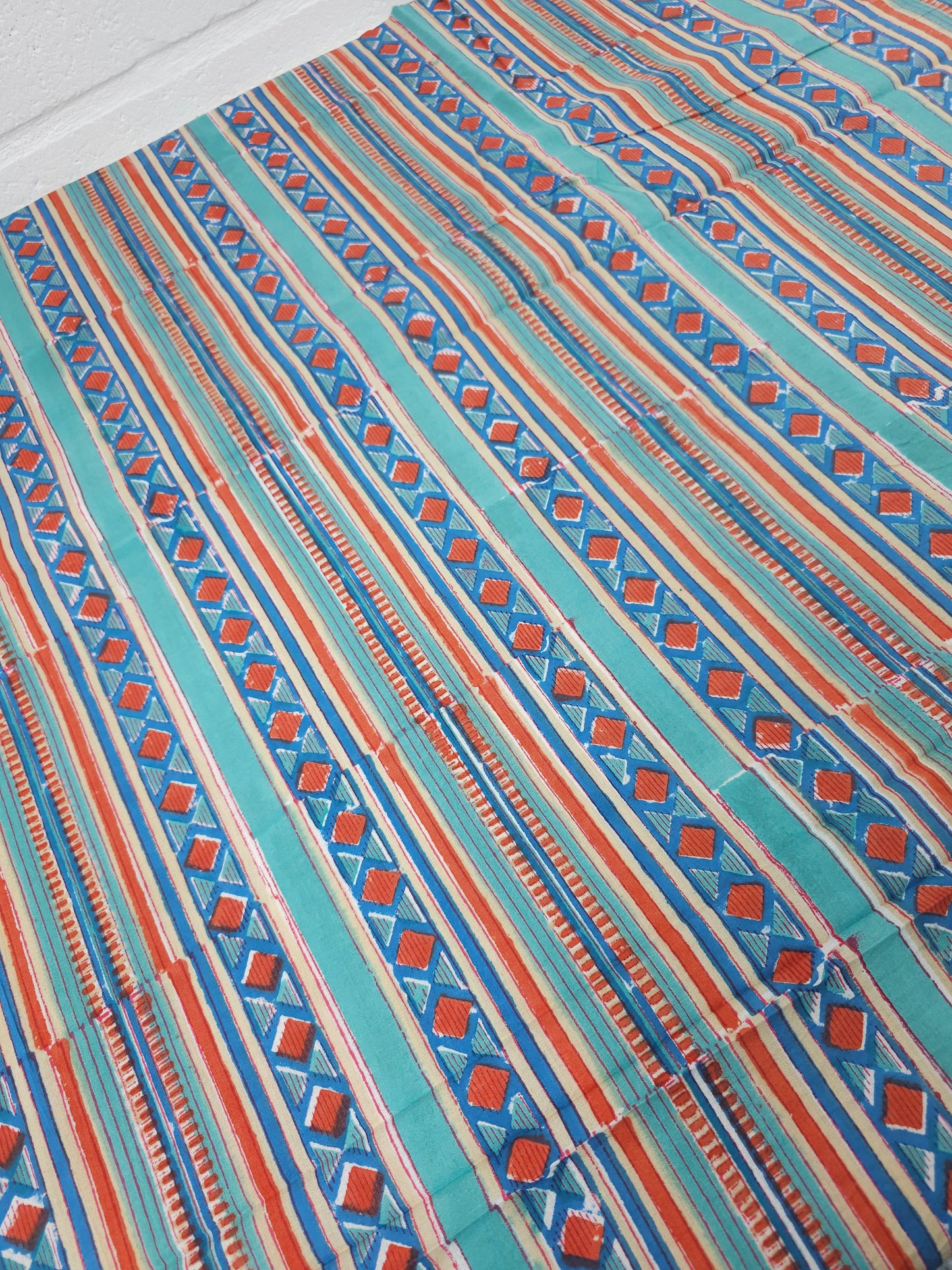 Irregular Abstract Stripe Block Print Cotton