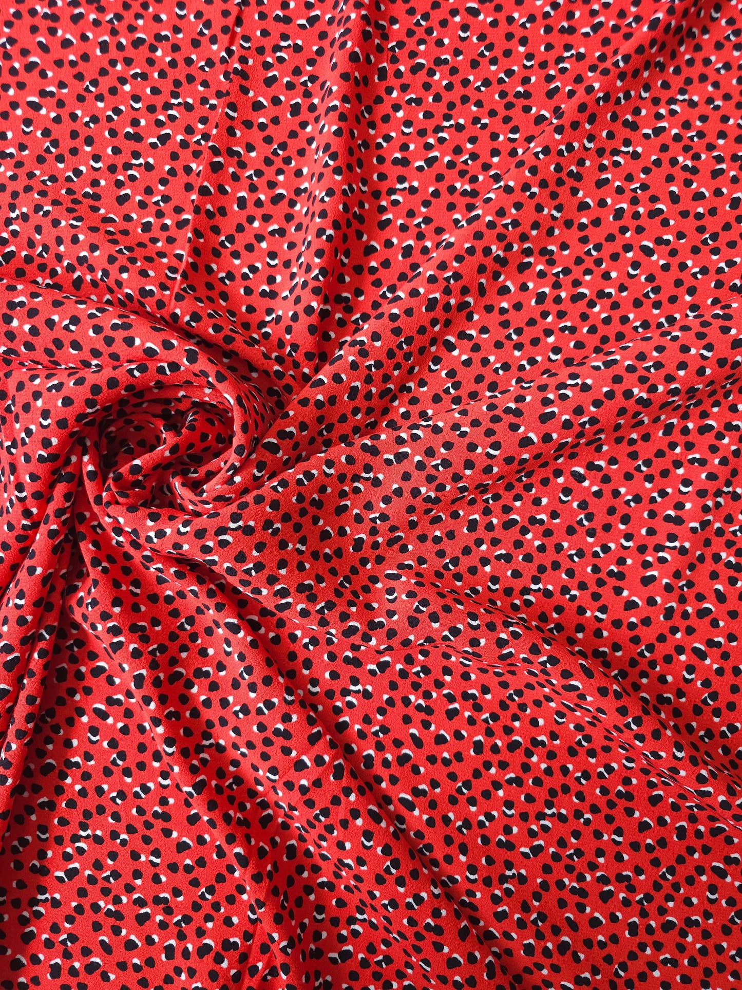 Red Irregular Spot Viscose Crepe