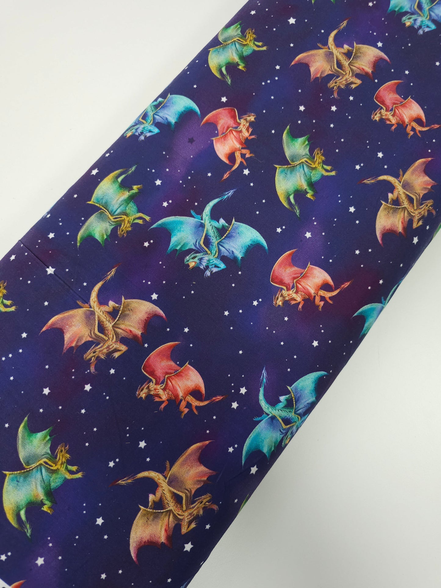 Navy/Red/Green Dragons and Stars Mythical Fantasy Beasts Cotton - Joann