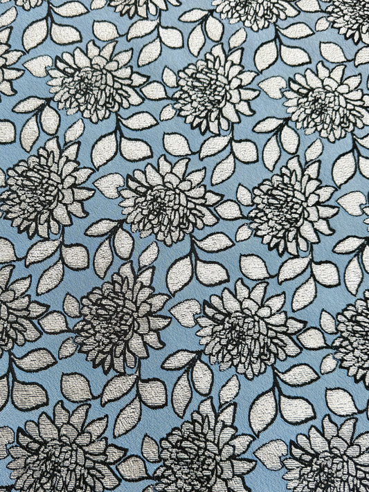 Powder Blue/Silver Floral Jacquard