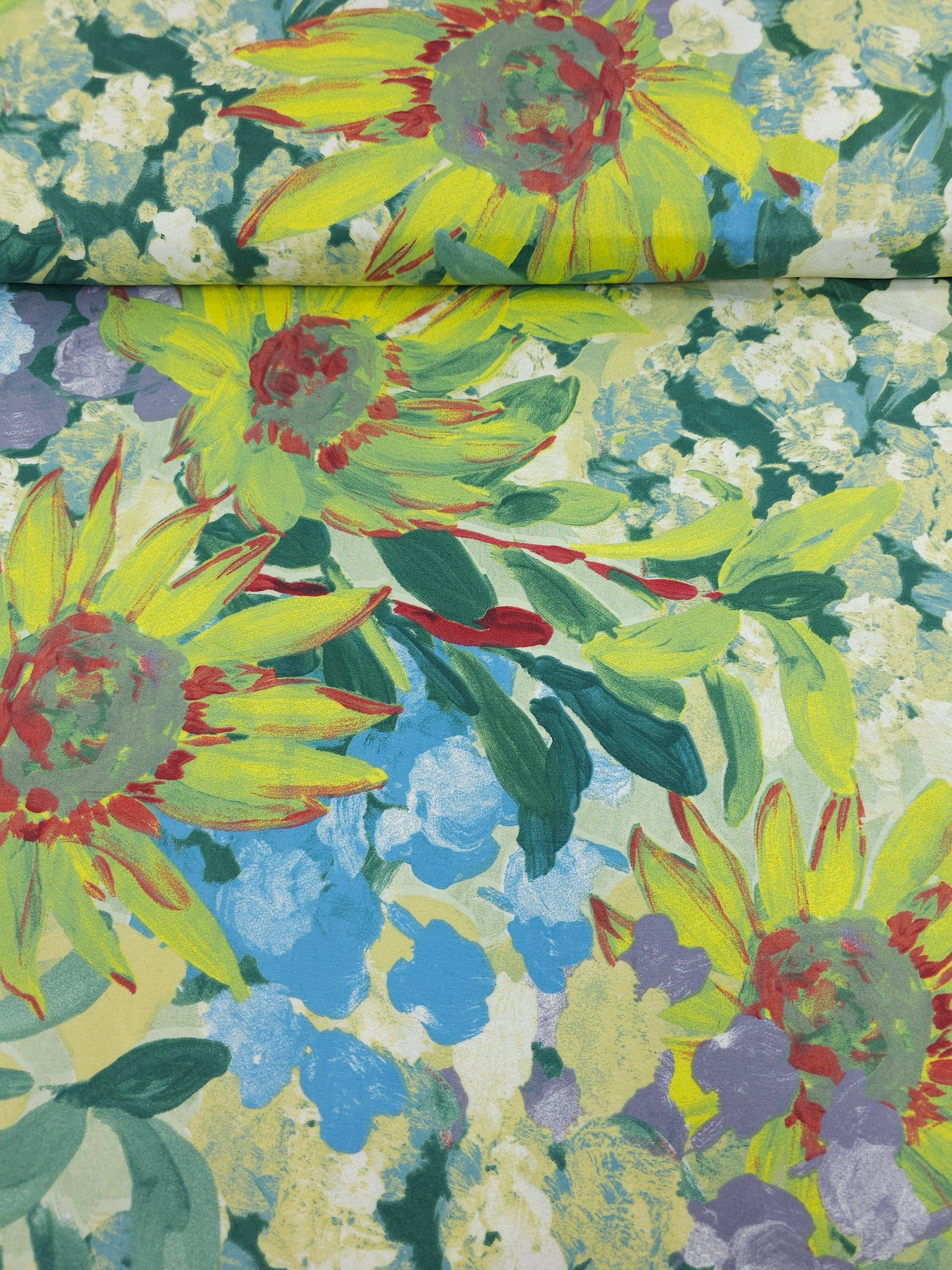 Sunflower Watercolour Floral 100% Cotton 102" *EXTRA WIDE*