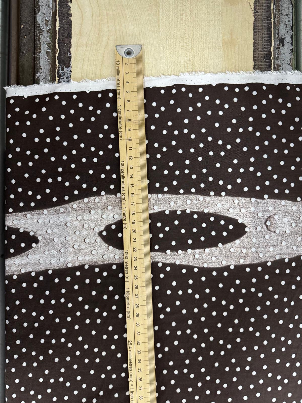 Brown/White Mini Polka Dot Viscose Challis *DEFECT*