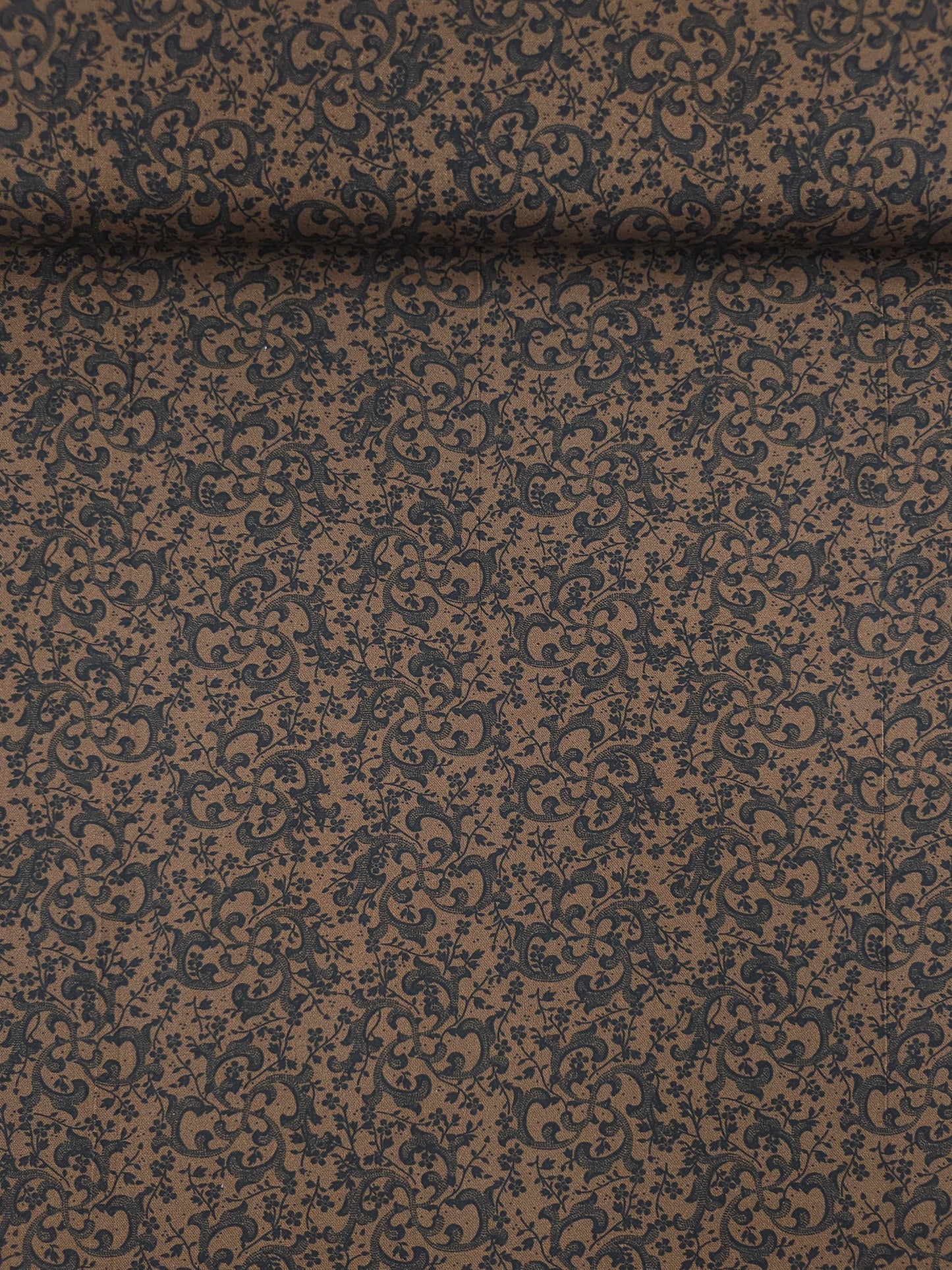 Brown/Black Classique Spiral Floral 100% Cotton 102" *EXTRA WIDE*