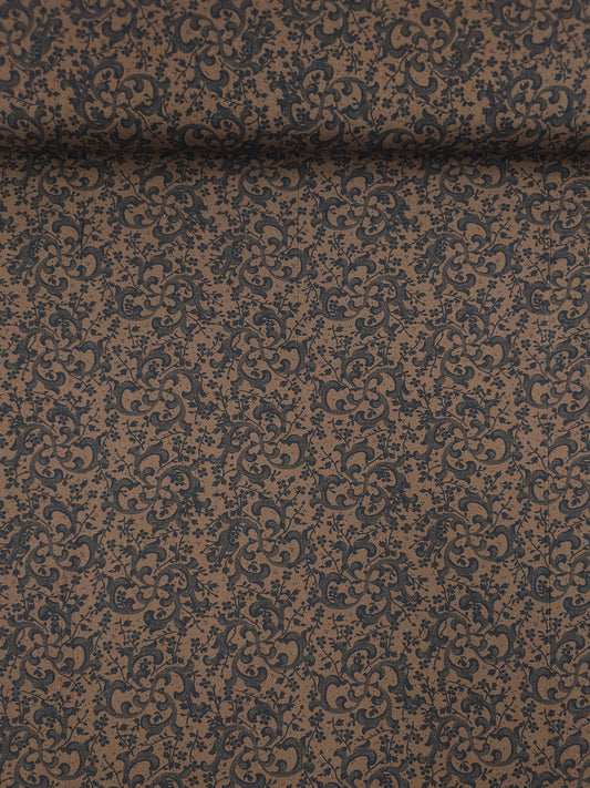 Brown/Black Classique Spiral Floral 100% Cotton 102" *EXTRA WIDE*