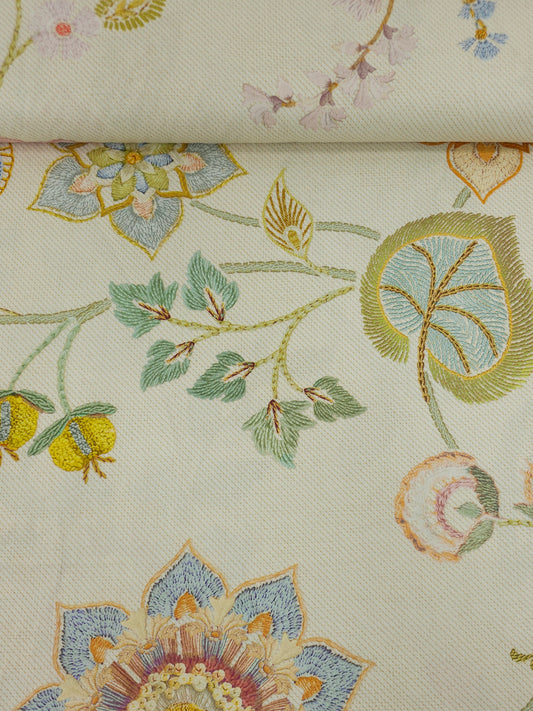 Beige Crochet Look Floral 100% Cotton 106" *EXTRA WIDE*