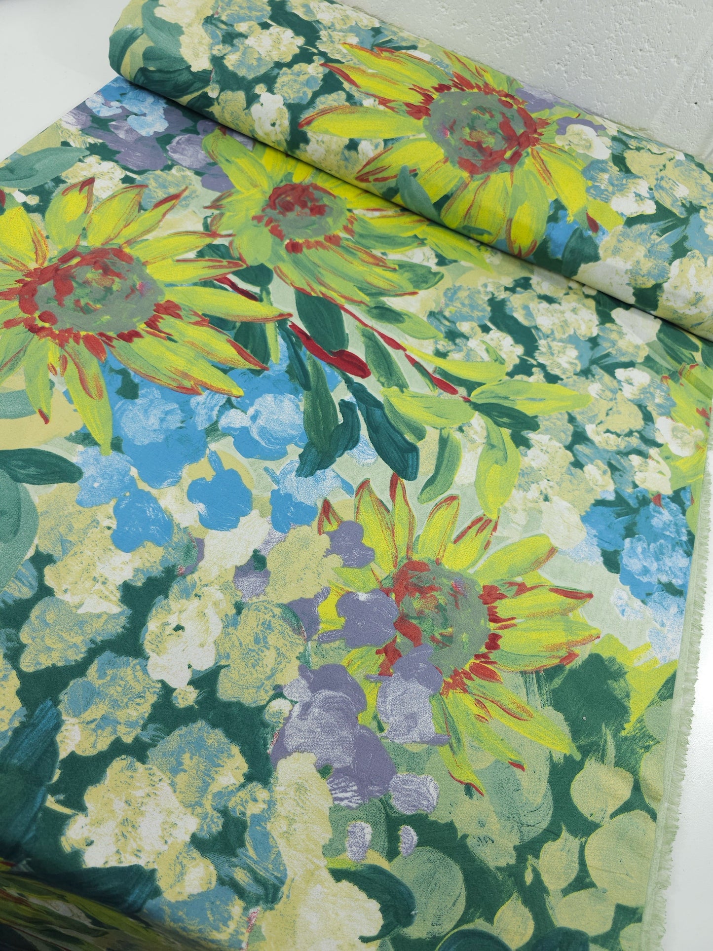 Sunflower Watercolour Floral 100% Cotton 102" *EXTRA WIDE*