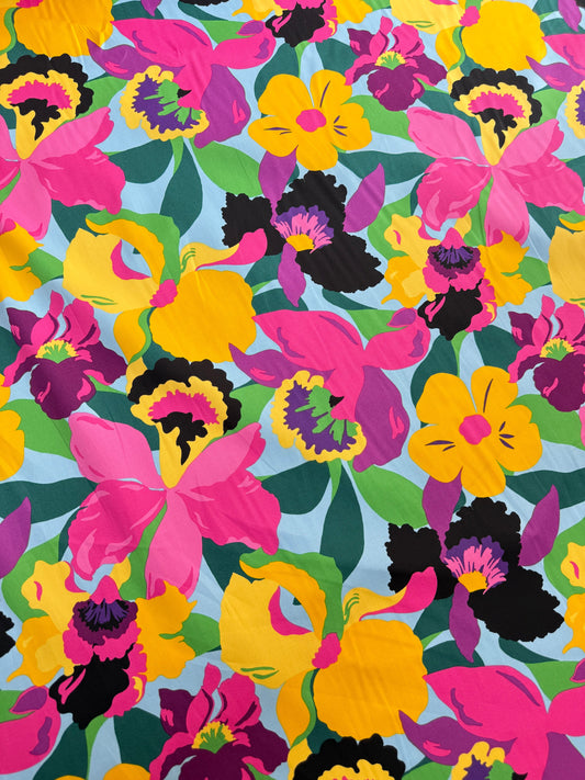 Vibrant Summer Floral Cotton Poplin