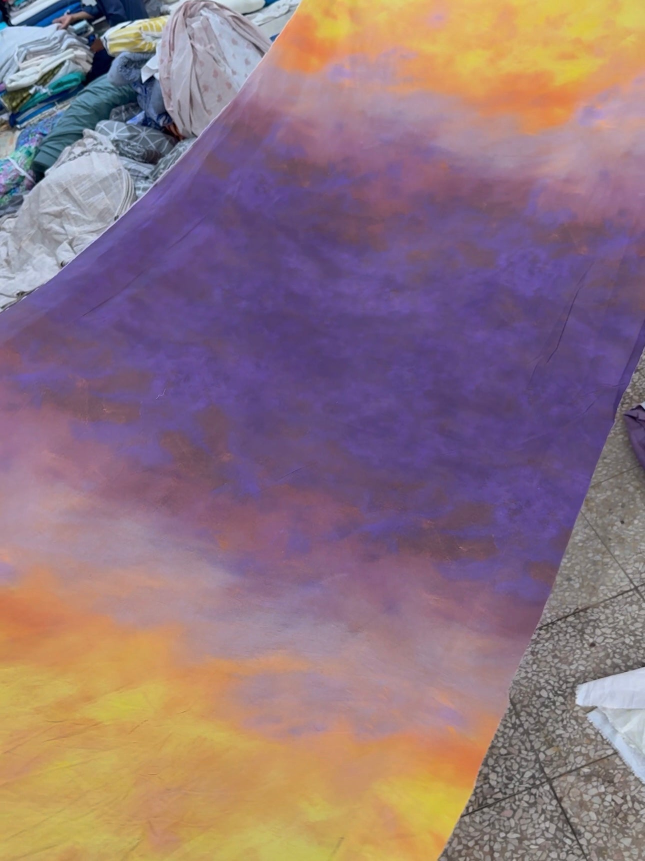 Orange/Purple Tie Dye 100% Cotton 106" - Robert Kaufman *EXTRA WIDE*