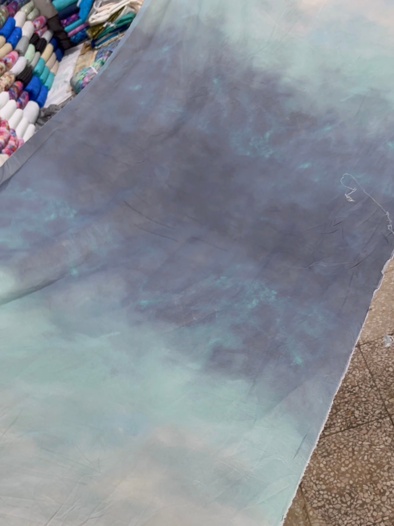 Pale/Stormy Blue Tie Dye 100% Cotton 106" - Robert Kaufman *EXTRA WIDE*