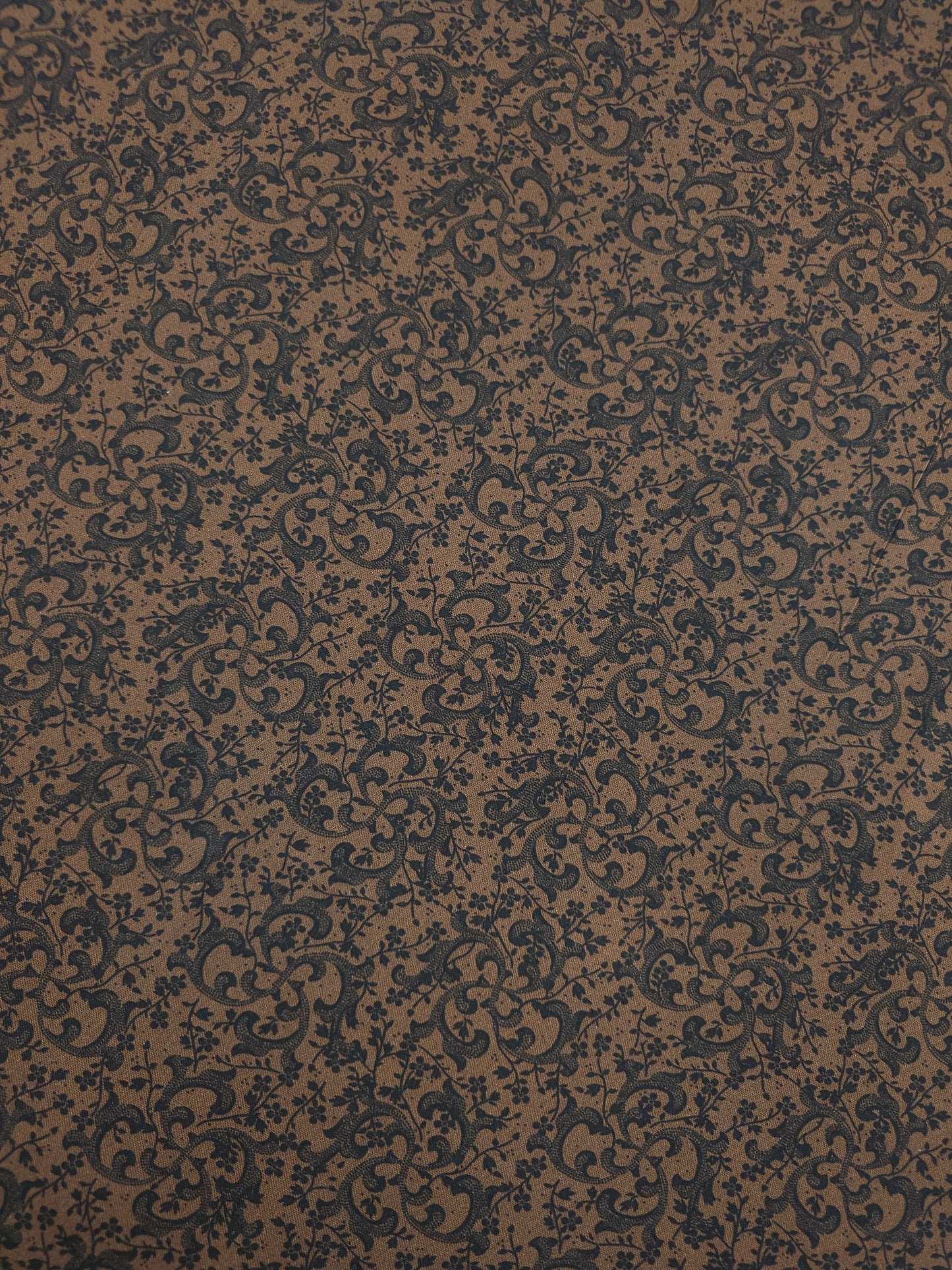 Brown/Black Classique Spiral Floral 100% Cotton 102" *EXTRA WIDE*