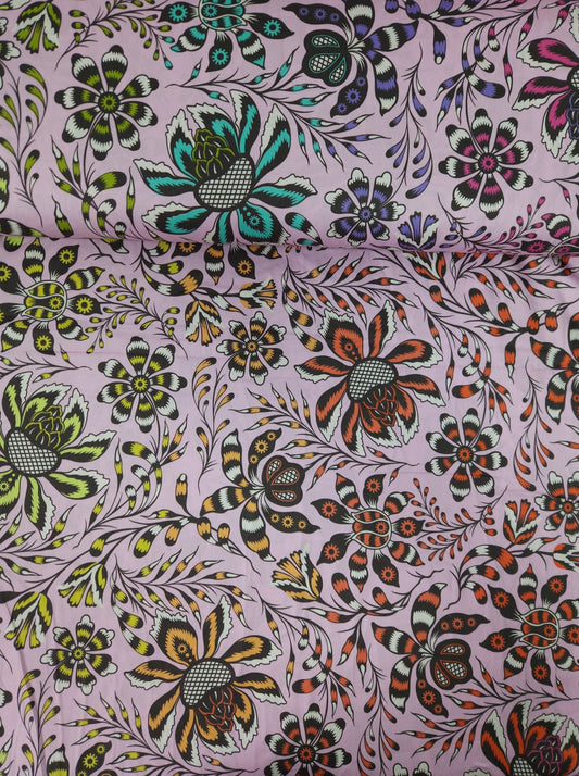 Lilac Pink Free Spirit Floral Cotton Sateen 108" - Tula Pink (Various Sizes)