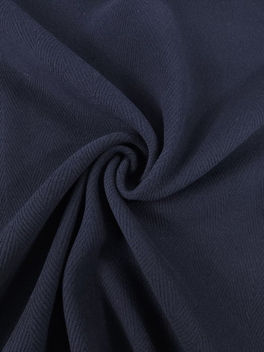 Navy Herringbone Virgin Wool