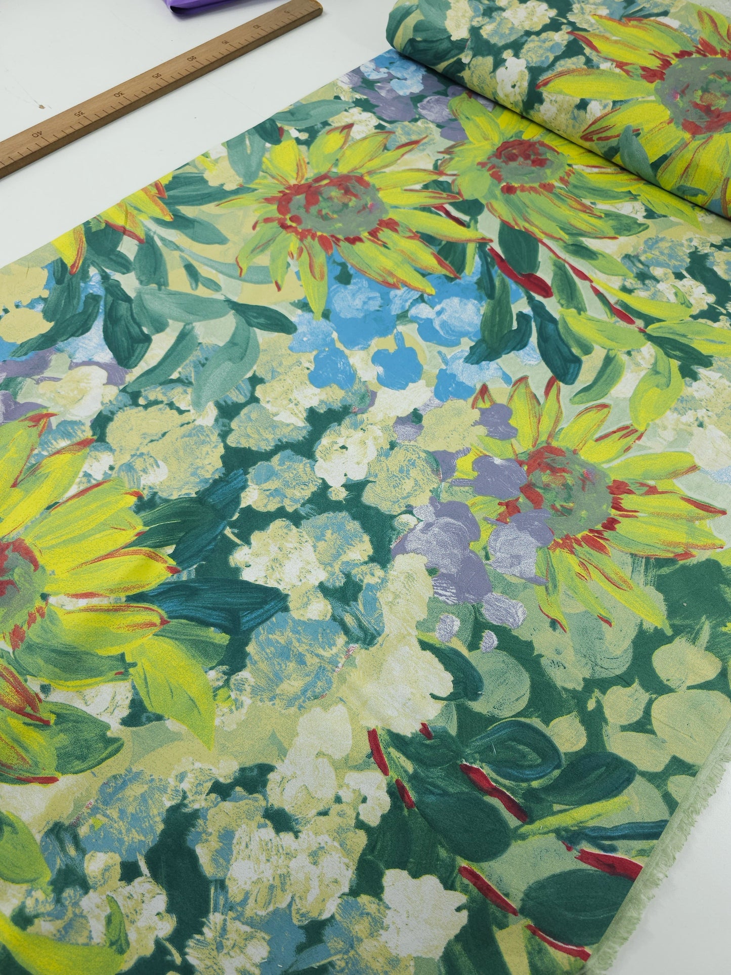 Sunflower Watercolour Floral 100% Cotton 102" *EXTRA WIDE*