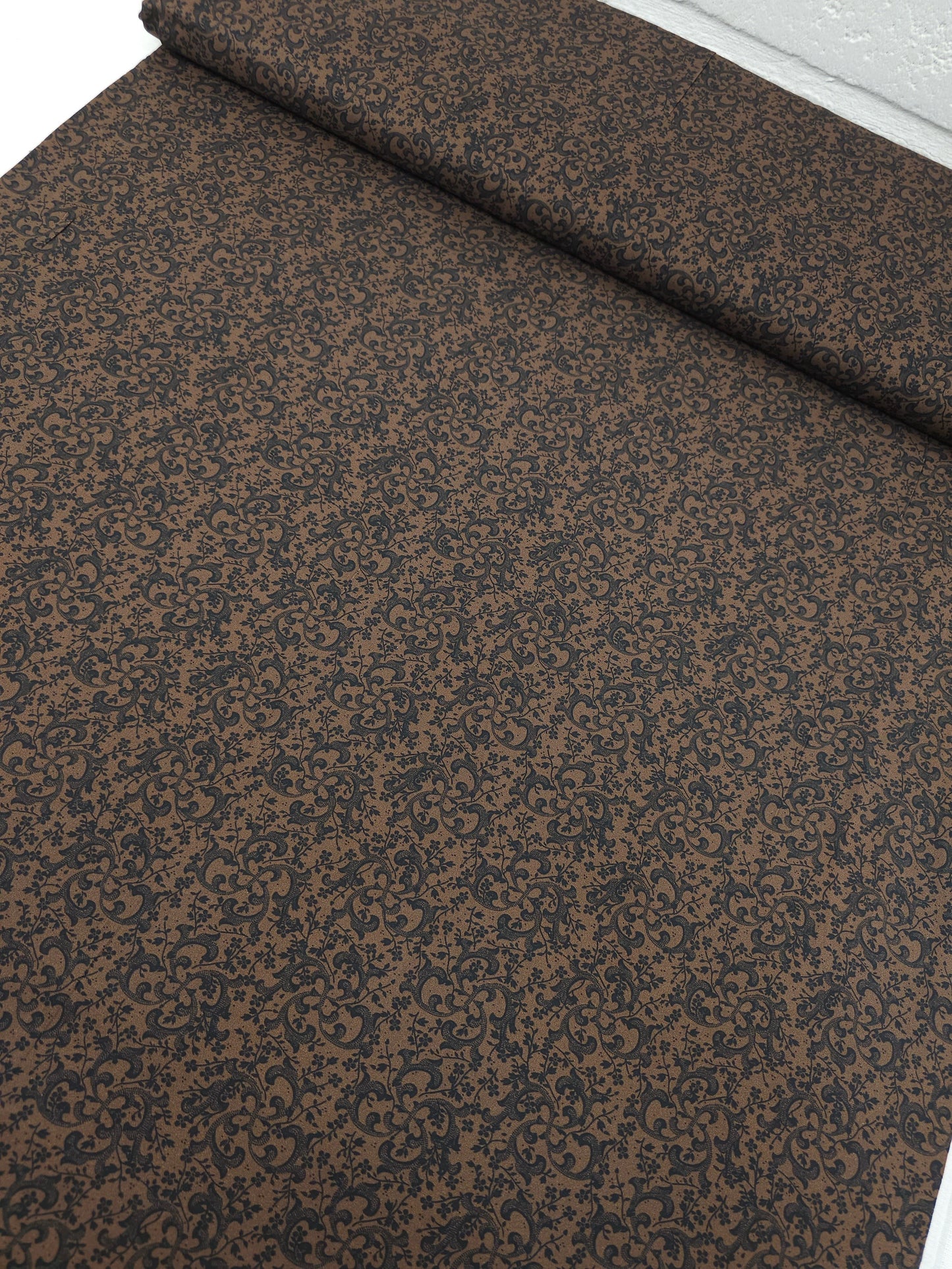 Brown/Black Classique Spiral Floral 100% Cotton 102" *EXTRA WIDE*