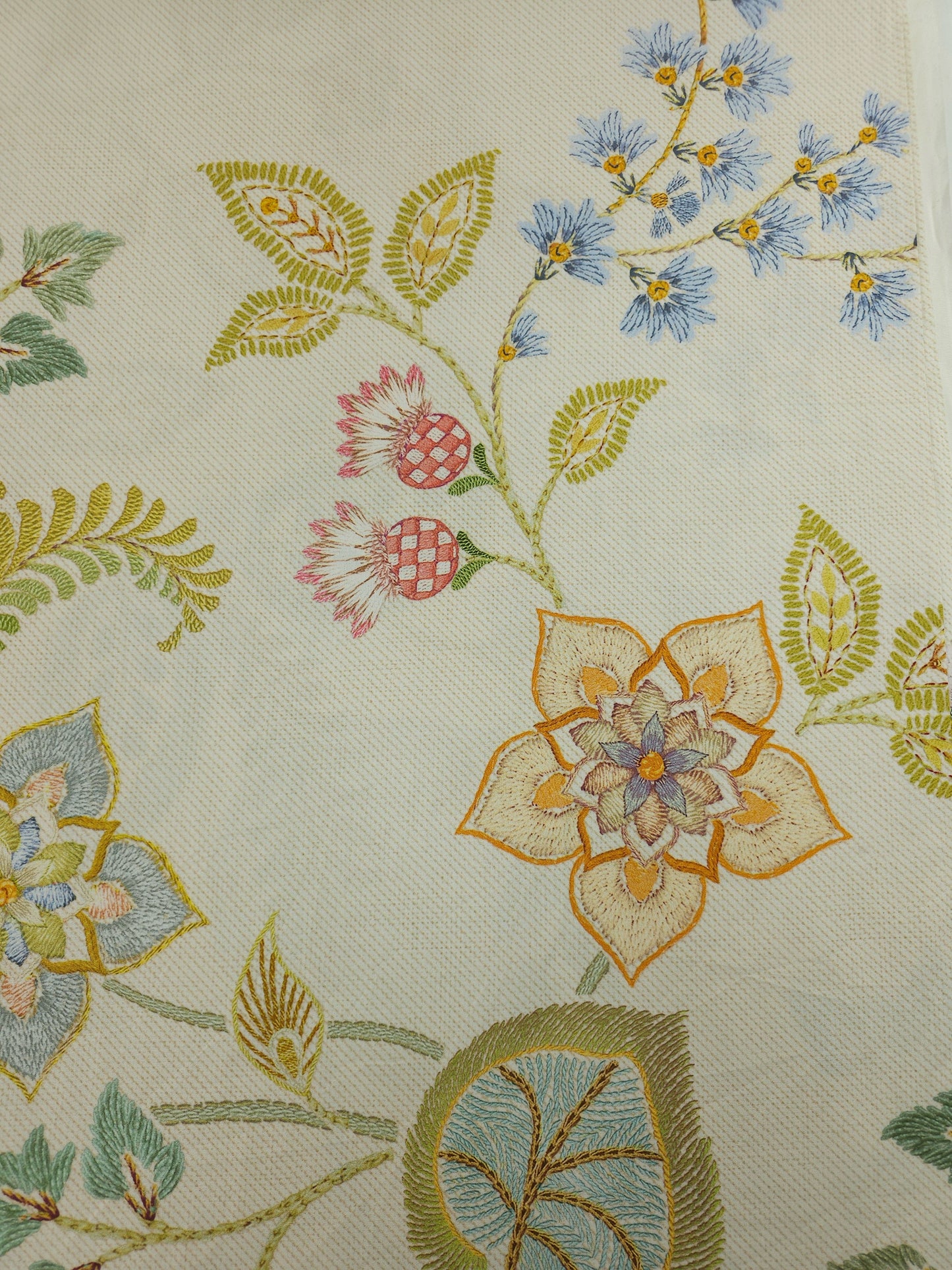 Beige Crochet Look Floral 100% Cotton 106" *EXTRA WIDE*