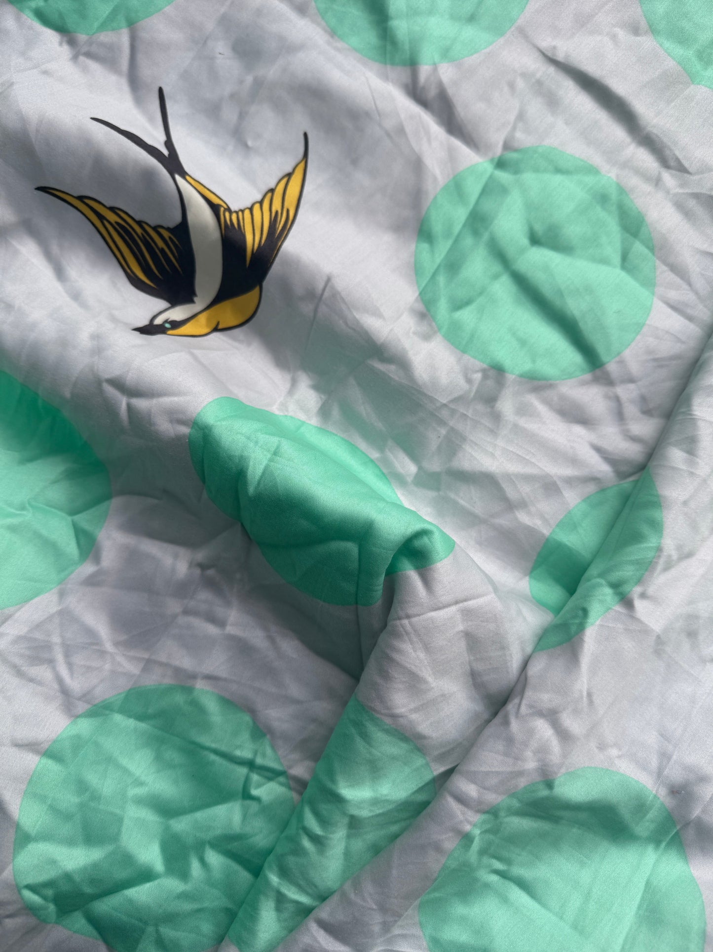 Mint Green/Grey Free Fall Bird Cotton Sateen - Various Sizes