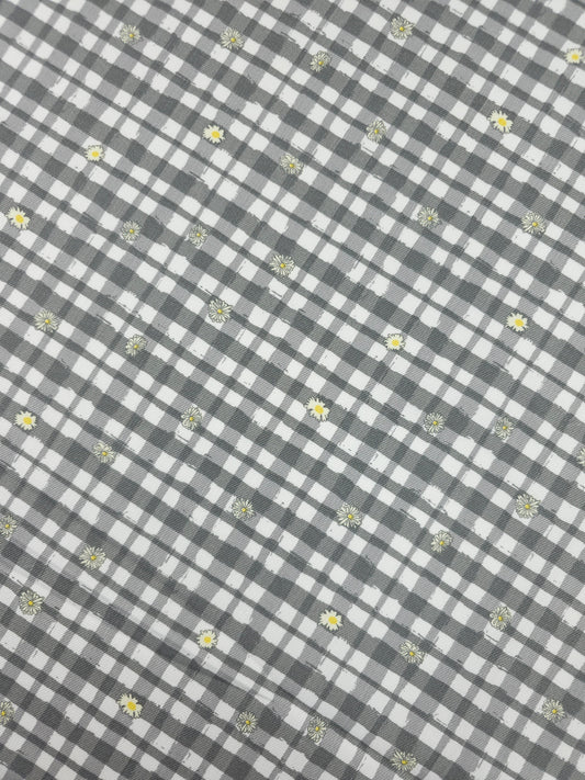 Grey Daisy Gingham Check Denim