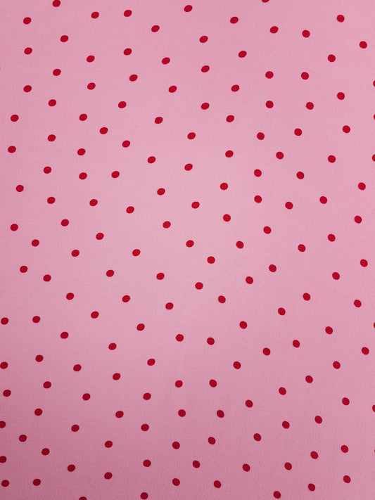 Pink/Red Mini Polka Dot Viscose Crepe