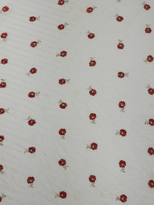 Wine Vintage Floating Flower Stripe Sheer Viscose *DEFECT*