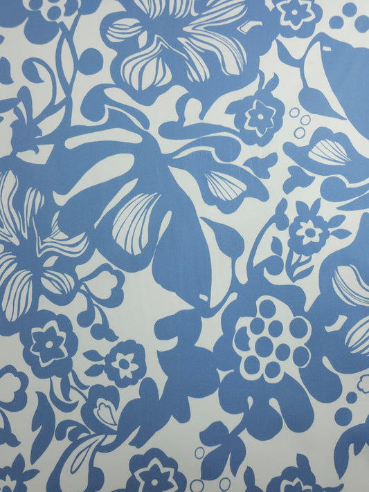 Powder Blue Wonder Floral Mediumweight Cotton Sateen Stretch